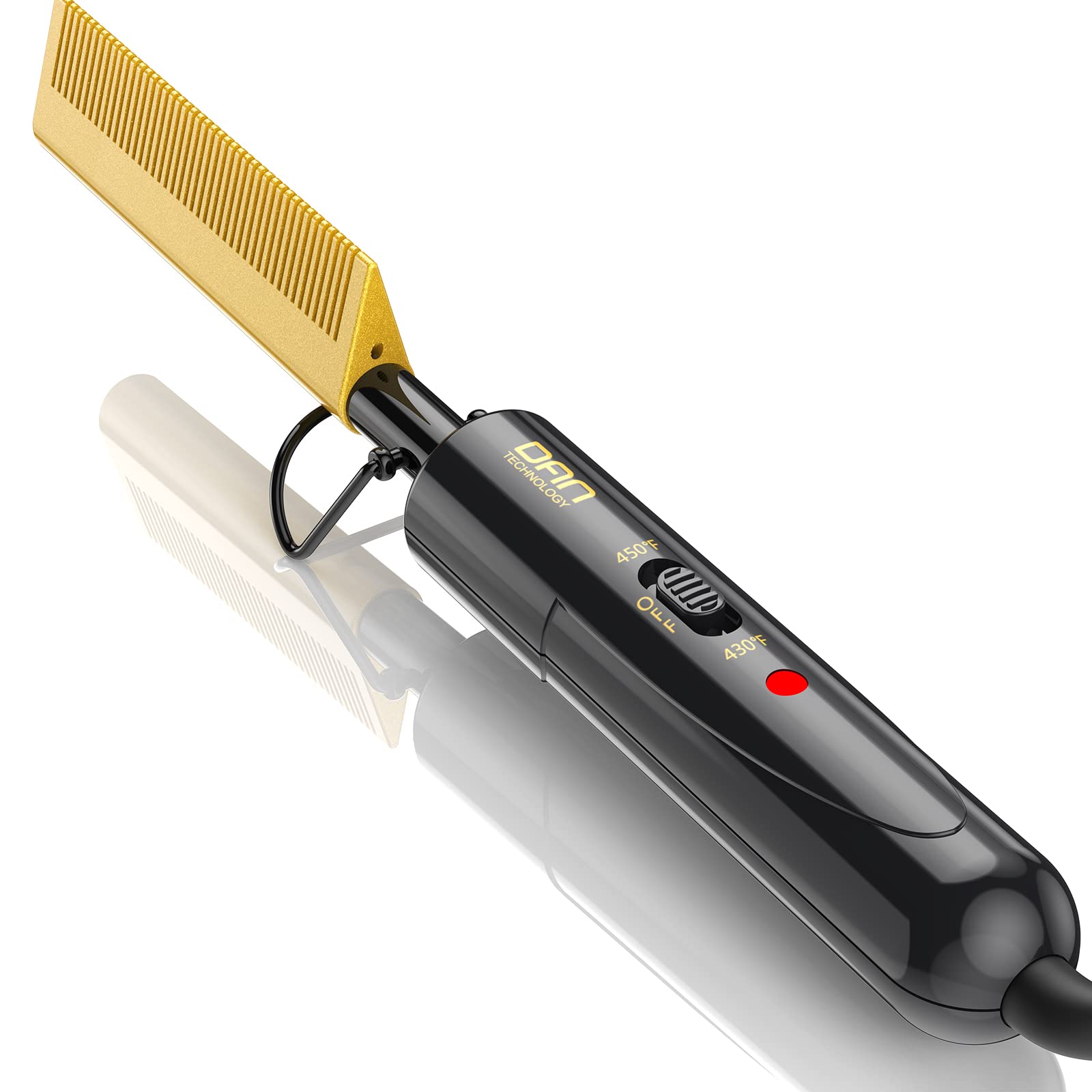 DAN Technology hot Comb Electric for Wigs,450℉Small hot Comb for Edges,Low and high Temperatures, Hair straightening Comb for Black Hair,Portable & Dual Voltage for Travel & Home…