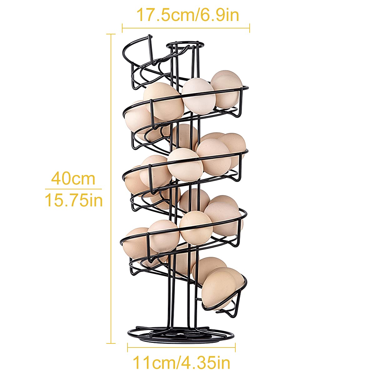 Toplife Spiral Design Metal Egg Skelter Dispenser Rack, Storage Display Rack, Black