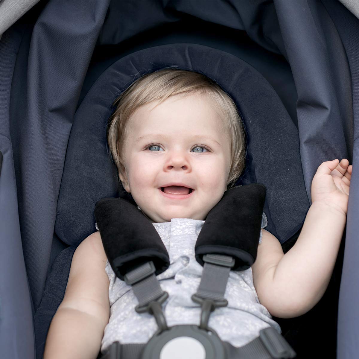 COOLBEBE دعامة 3 في 1 مطورة لجسم الطفل لحديثي الولادة والرضع والأطفال الصغار - وسادة حشوة ناعمة جدًا لمقعد السيارة، مثالية لمقاعد السيارة والعربات والأراجيح، أسود