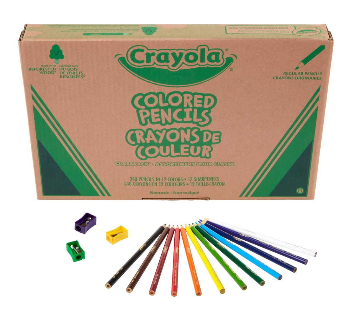 Crayola Colored Pencils Classpack (240ct), Must Have Teacher Supplies, Bulk Colored Pencils for School Classrooms, 12 Colors, Back to School Essentials