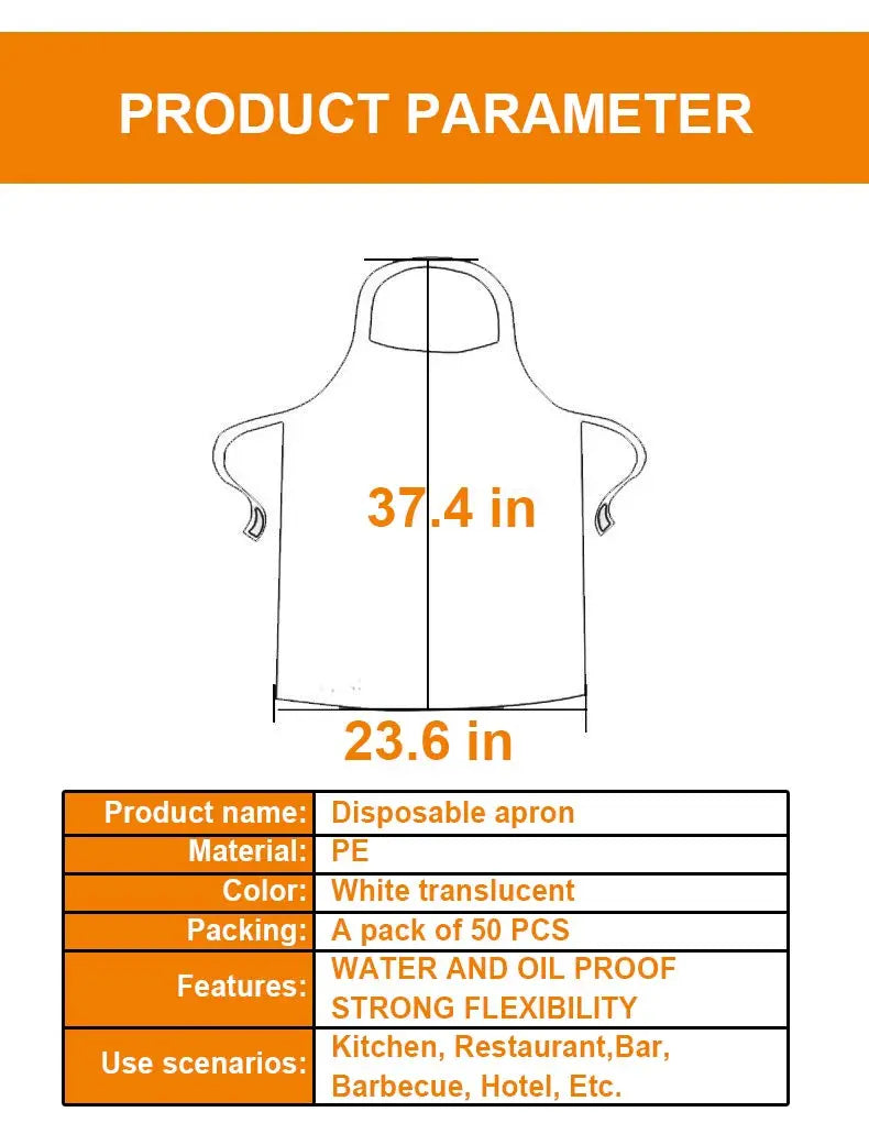 UniPleased Disposable Aprons (50 Count), Plastic apron for Painting Party, Cooking, Housework, Picnic etc.