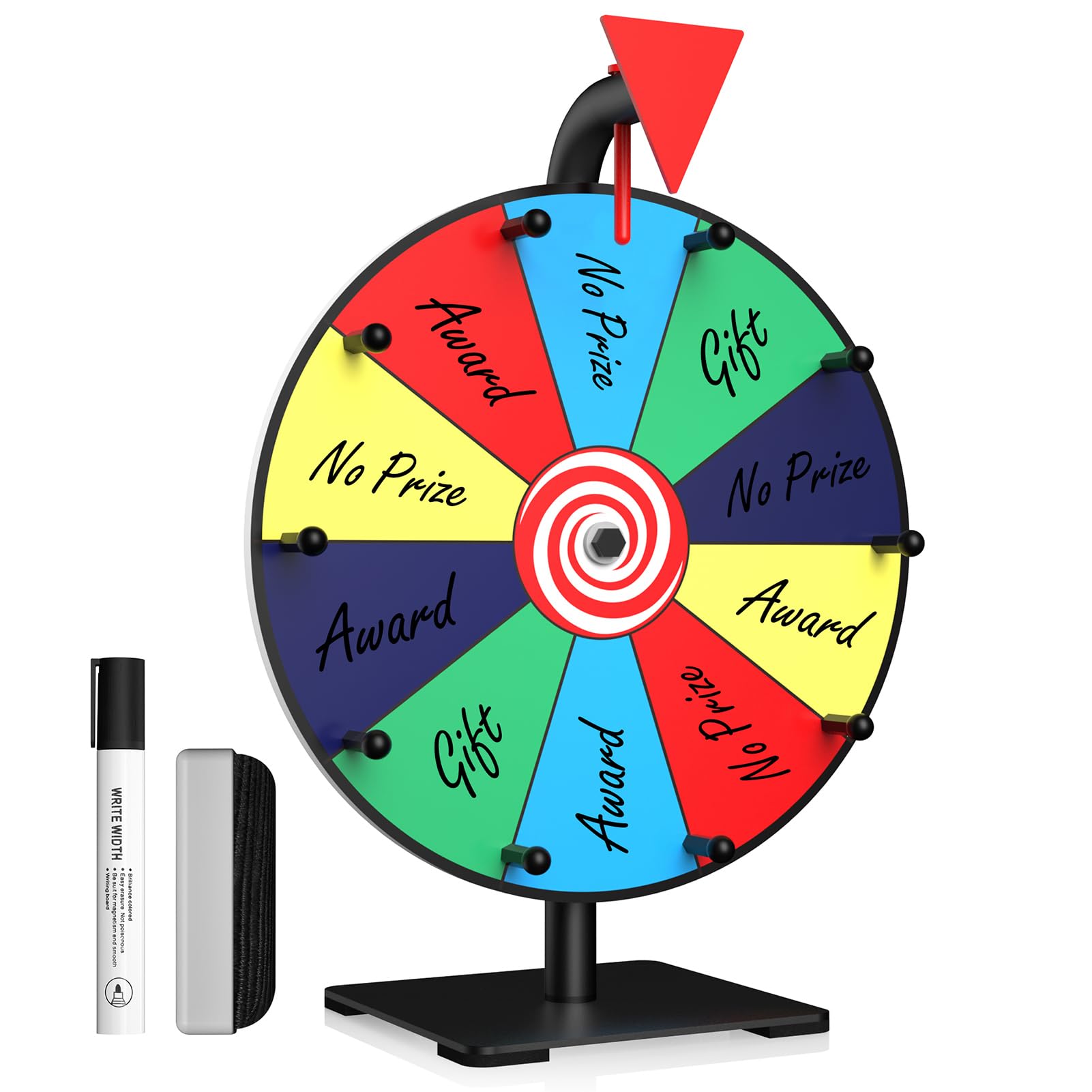 Prize Wheel, 12 Inch Spinning Wheel for Prizes, 10 Slots Color Prize Wheel Spinner with Stand, Table Spinning Wheel, Spin Wheel for Trade Shows, Carnivals, Spin The Wheel Game for Home Game