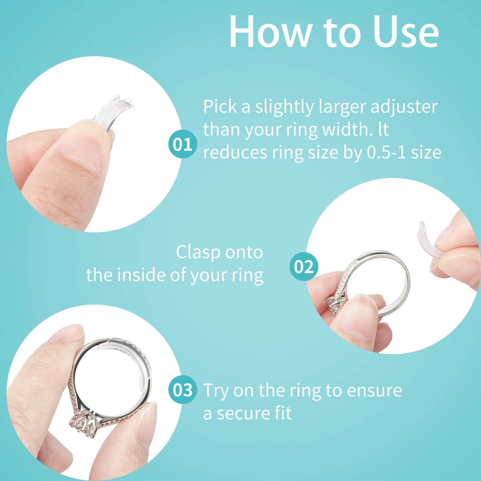 Ring Sizers for Loose Rings, 8 Pack 8 Sizes, Ring Size Adjuster, Invisible Ring Guards for Women and Men, Ring Resizer with Polishing Cloth，Fits Bands Width to 1-8mm
