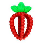 RaZbaby Bites Silicone Baby Teething Toy - Sensory Toy with Textured BerryBumps for Teething Relief, Easy-to-Hold Fruit Shape, BPA-Free, Soothes Front & Back Teeth - Gift for Babies, 3 Months+, Red