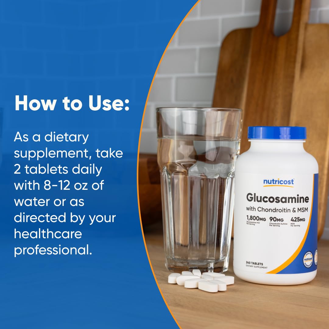 Nutricost Glucosamine 1800mg with Chondroitin & MSM, 240 Tablets, 120 Servings - Non-GMO, Gluten Free