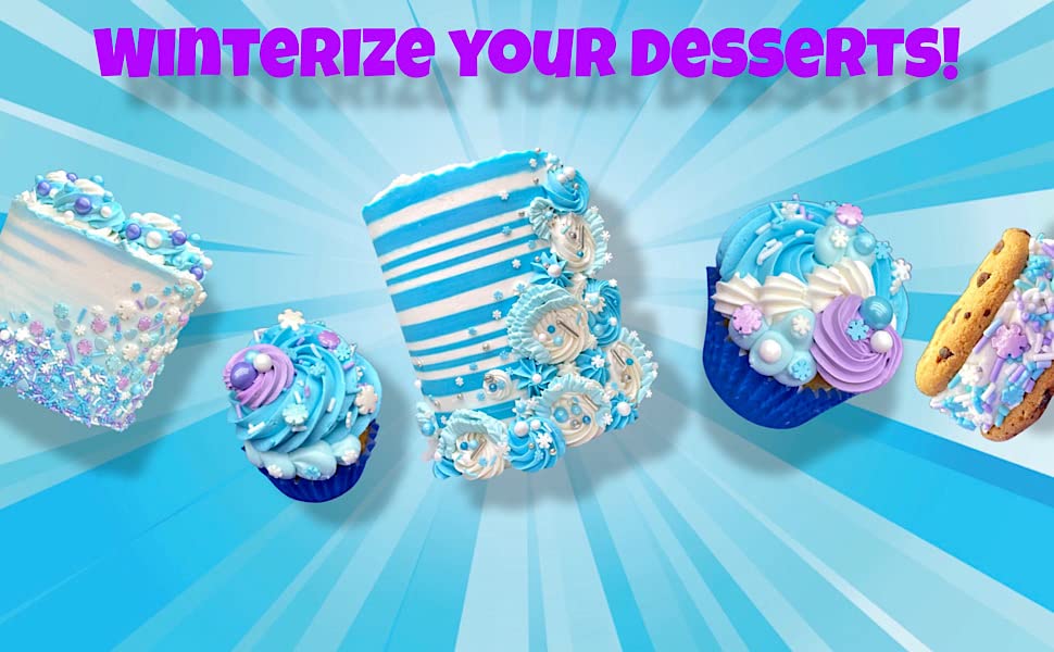Sprinkles | Frozen in Sugar Sprinkle Mix | Blue Sprinkles | Confetti Sprinkles | Metallic Sprinkles | Snowflake Sprinkles | Cake Sprinkles (Pink purple blue)