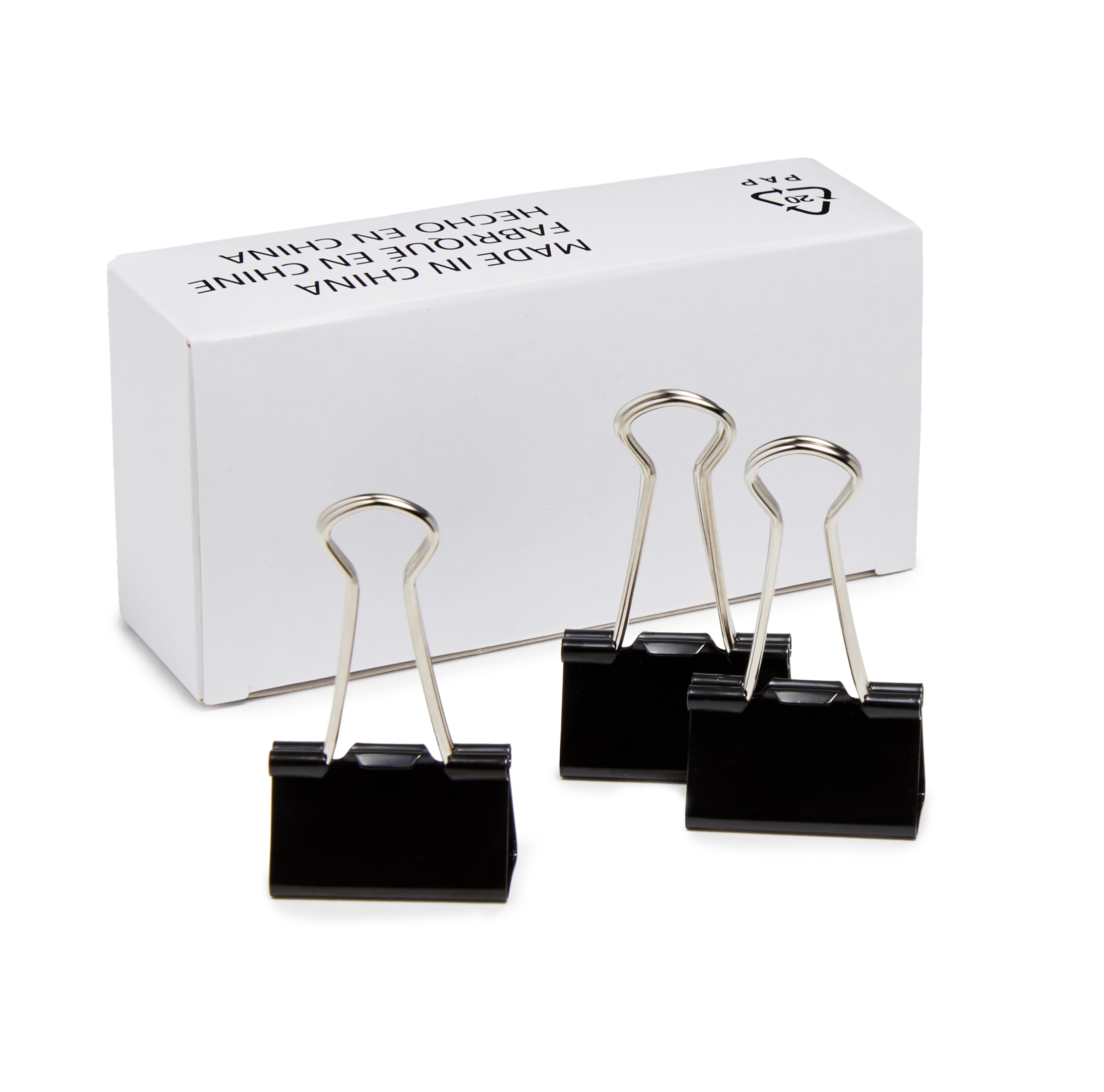 Basics Sturdy Binder Clips for Office Use, 96 Count (8 Pack of 12), Medium, 1.25 in, Black