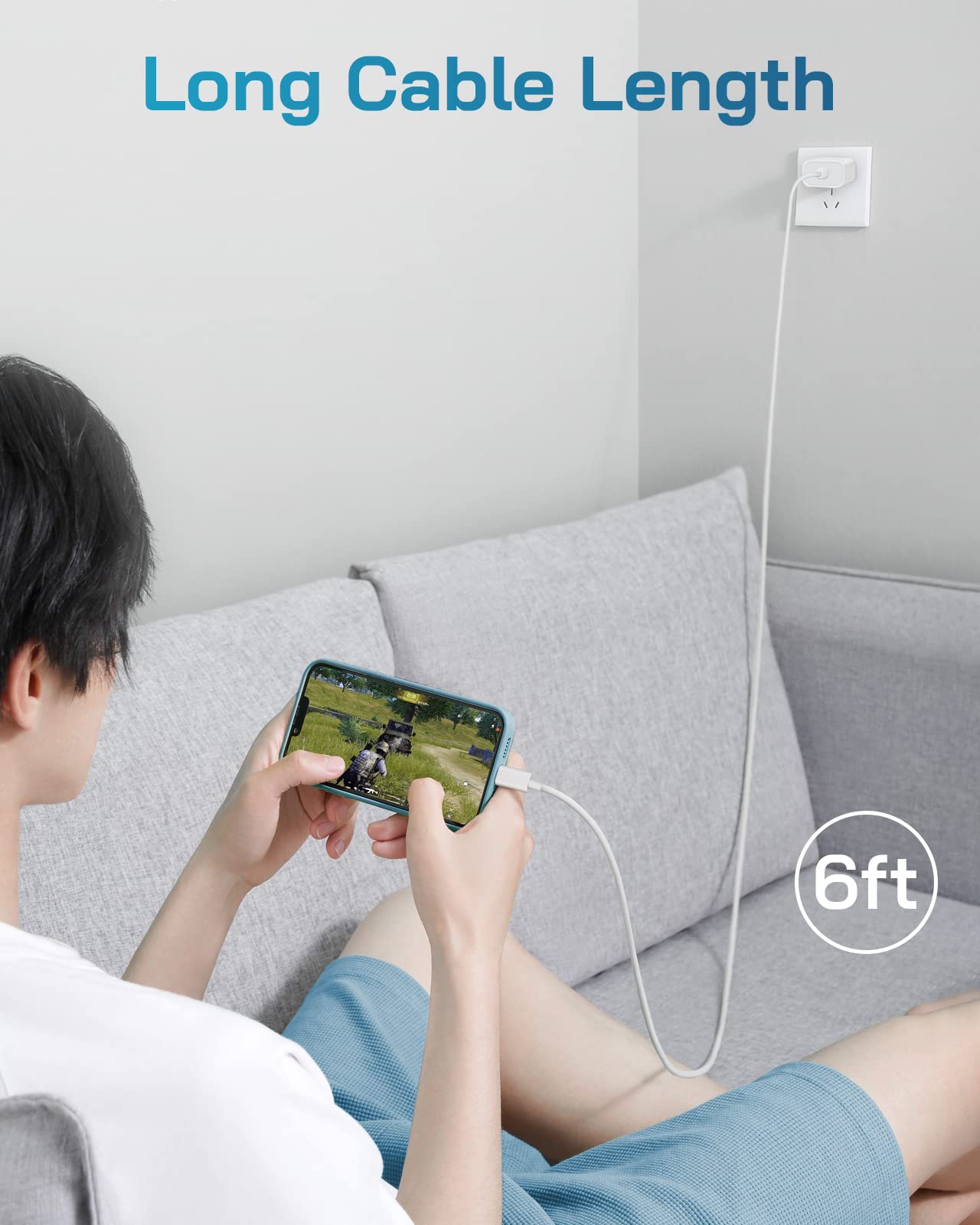 i Phone Charger Fast Charging-20W USB-C Block with 6 Ft Cord [MFi Certified] Compatible with i Phone 14/13/12/11/X Series, i Pad & More [3 Pack]