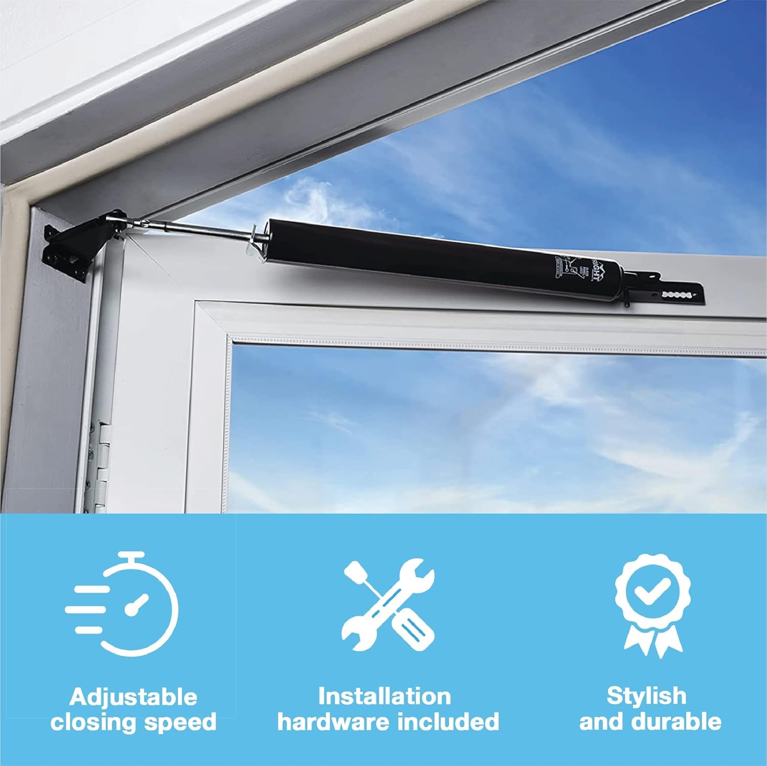 Wright Products - Standard Duty Pneumatic Screen and Storm Door Closer, Black