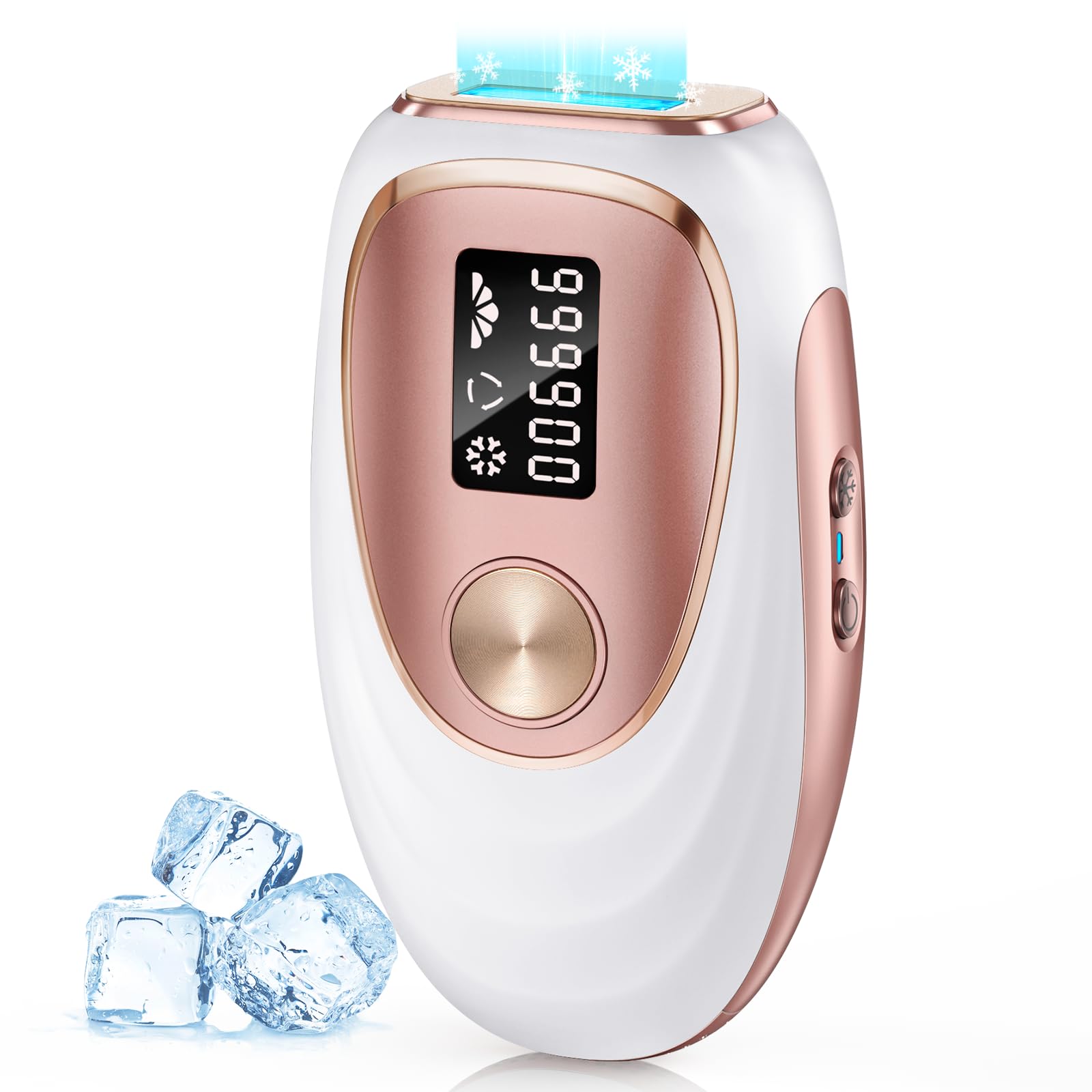 Oreeth IPL Laser Hair Removal Device for Women & Men - Home 45 degreesF Ice-Cooling Contact for Painless & Long-Lasting Results, 86% Hair Reduction in 3 Weeks for Full Body & Bikini Line, Rose Gold