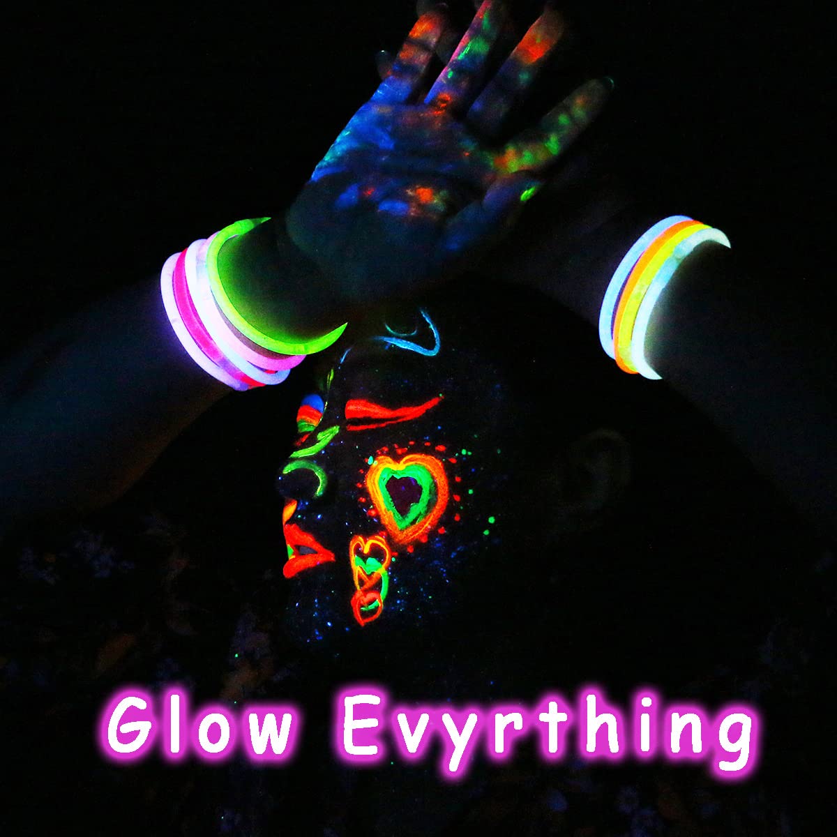 Depvision Glow in the Dark UV Face and Body Paint 6*10ml Neon Blacklight 0.34oz Reactive Fluorescent for Christmas Halloween Party Non-toxic