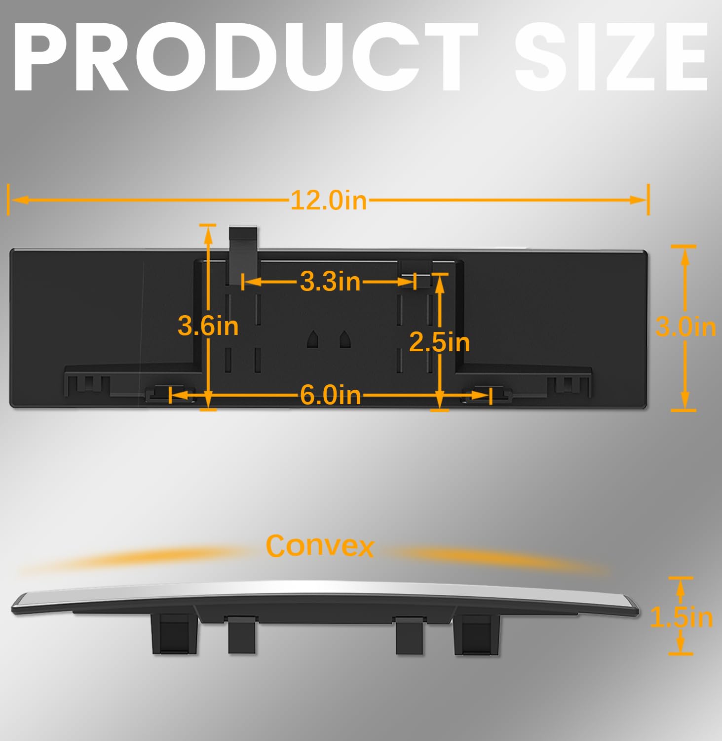 HmmtyRack Rear View Mirror, Chrome Anti-glare Panoramic Rear Mirrors Universal 12 Inch Convex Car Interior Clip on Extra Big Wide Angle Rearview Mirror Extender to Reduce Blind Spot for Car SUV Trucks