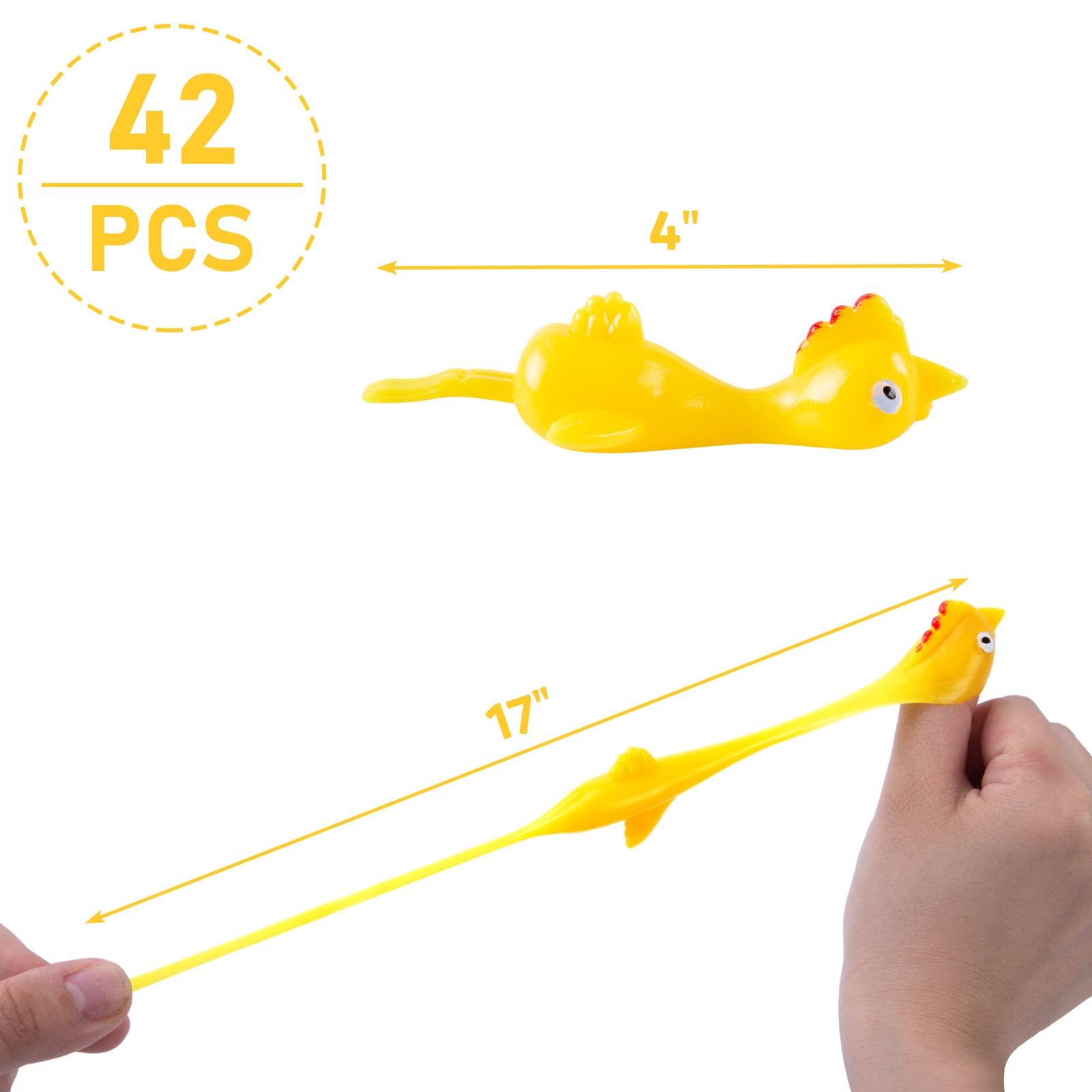 POPLAY 42PCS Flying Chicken Slingshot, Party Favors Treasure Box Toys for Classroom, Flicking Rubber Chickens Funny Gag Gift for Kids & Adults, Novelty Classroom Exchange Gifts