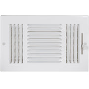 EZ-FLO 10 x 6 Inch (Duct Opening) Air Vent Cover for Wall or Ceiling, Three-Way Ventilation Register, Solid Steel HVAC Register Cover, White, 61614