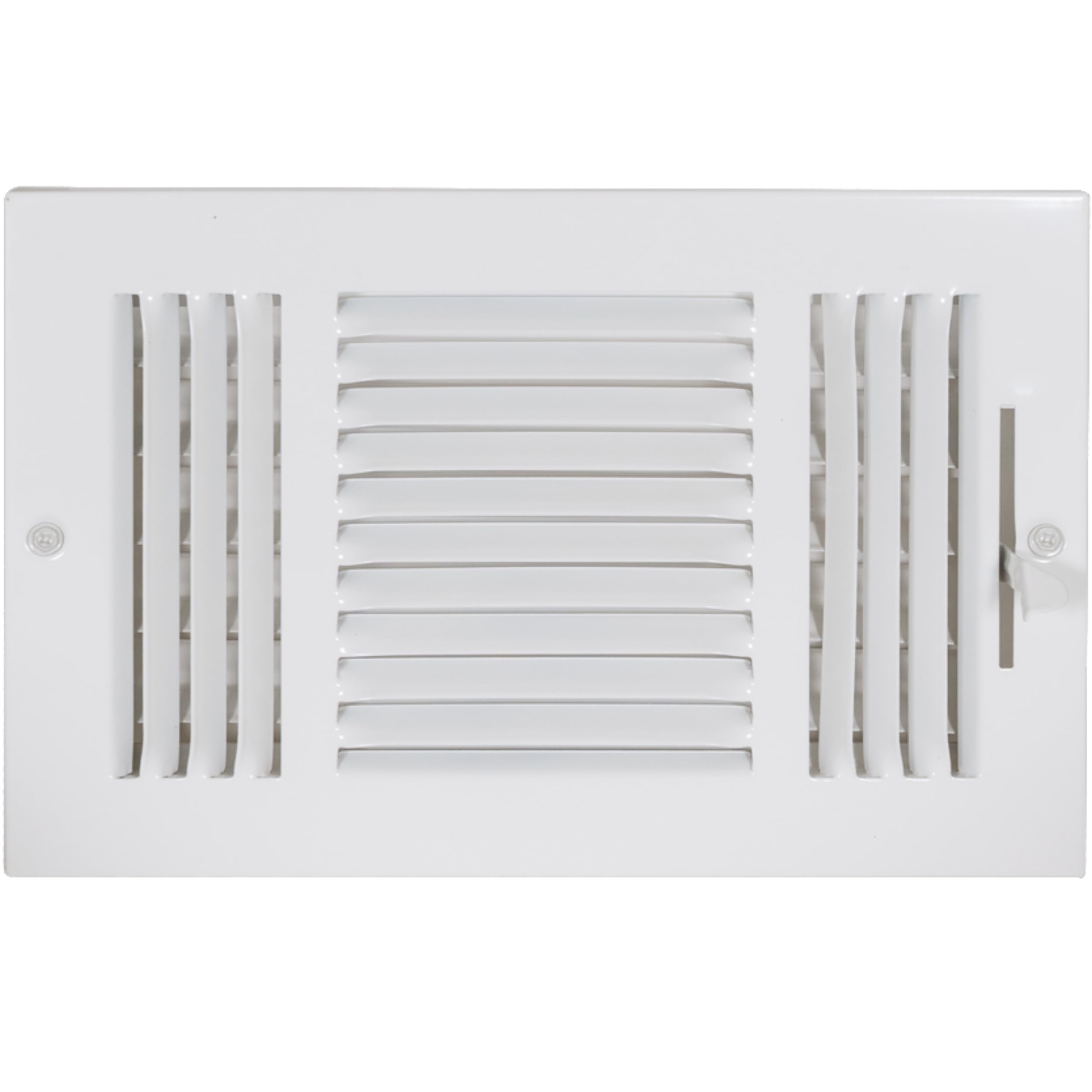 EZ-FLO 10 x 6 Inch (Duct Opening) Air Vent Cover for Wall or Ceiling, Three-Way Ventilation Register, Solid Steel HVAC Register Cover, White, 61614