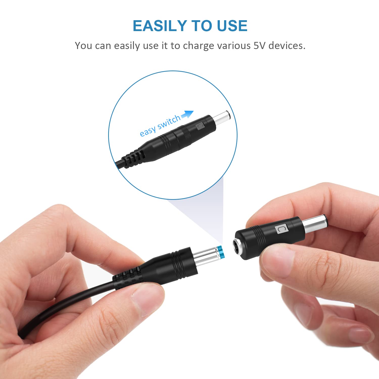 Powseed 5V Universal DC Power Cable, USB to DC Charging Cord with 13pcs Adapter Plugs for Webcam Router, Power Bank, Toy, Recorder, Bluetooth Speaker, Scanner, DVR, Hard Disk Box, USB-HUB etc.