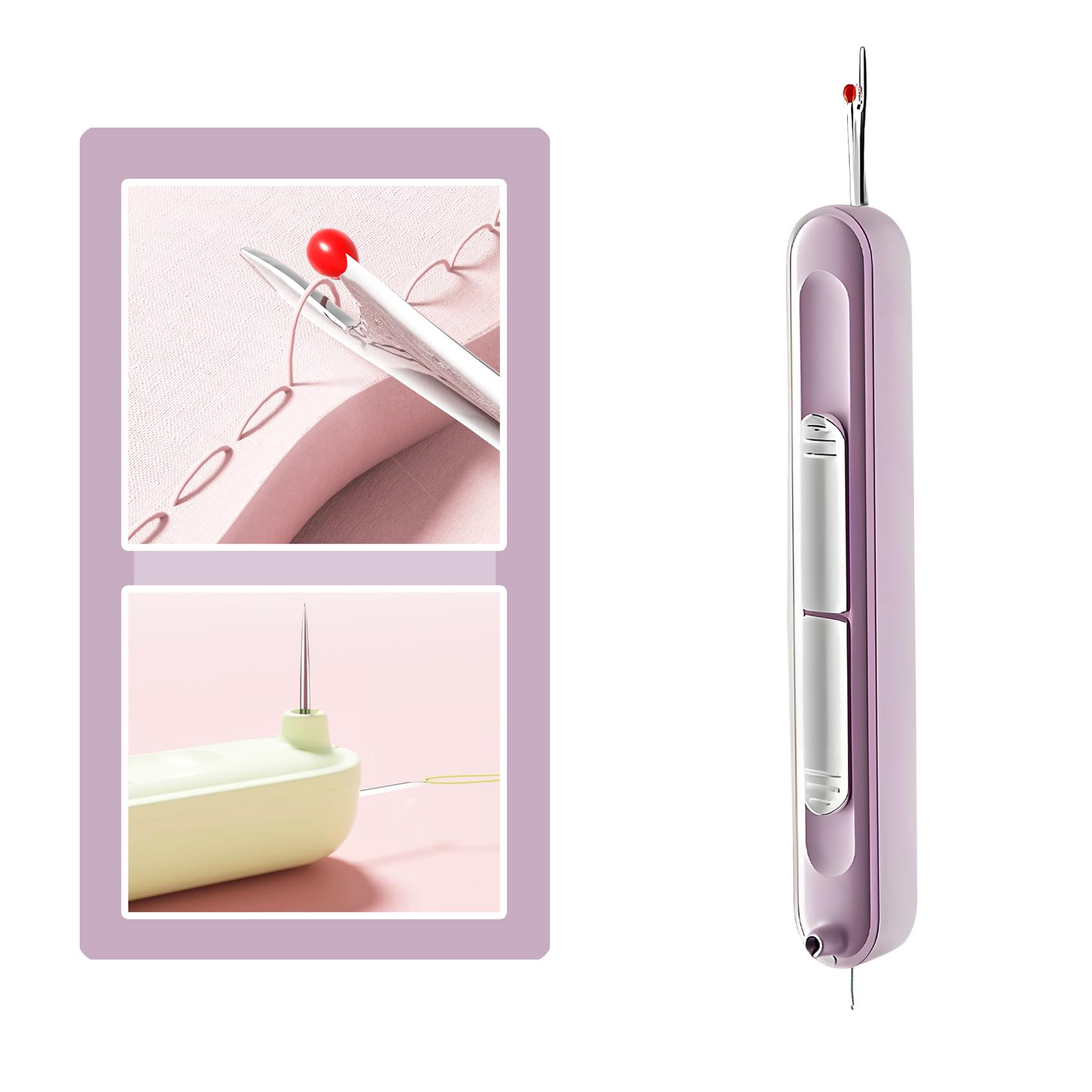 Upgraded 2 in 1 Automatic Needle Threaders Seam Ripper,Quilting Supplies Sewing Kit,Quick Sewing Machine Loop Needle Threaders (1PCS-Purple)