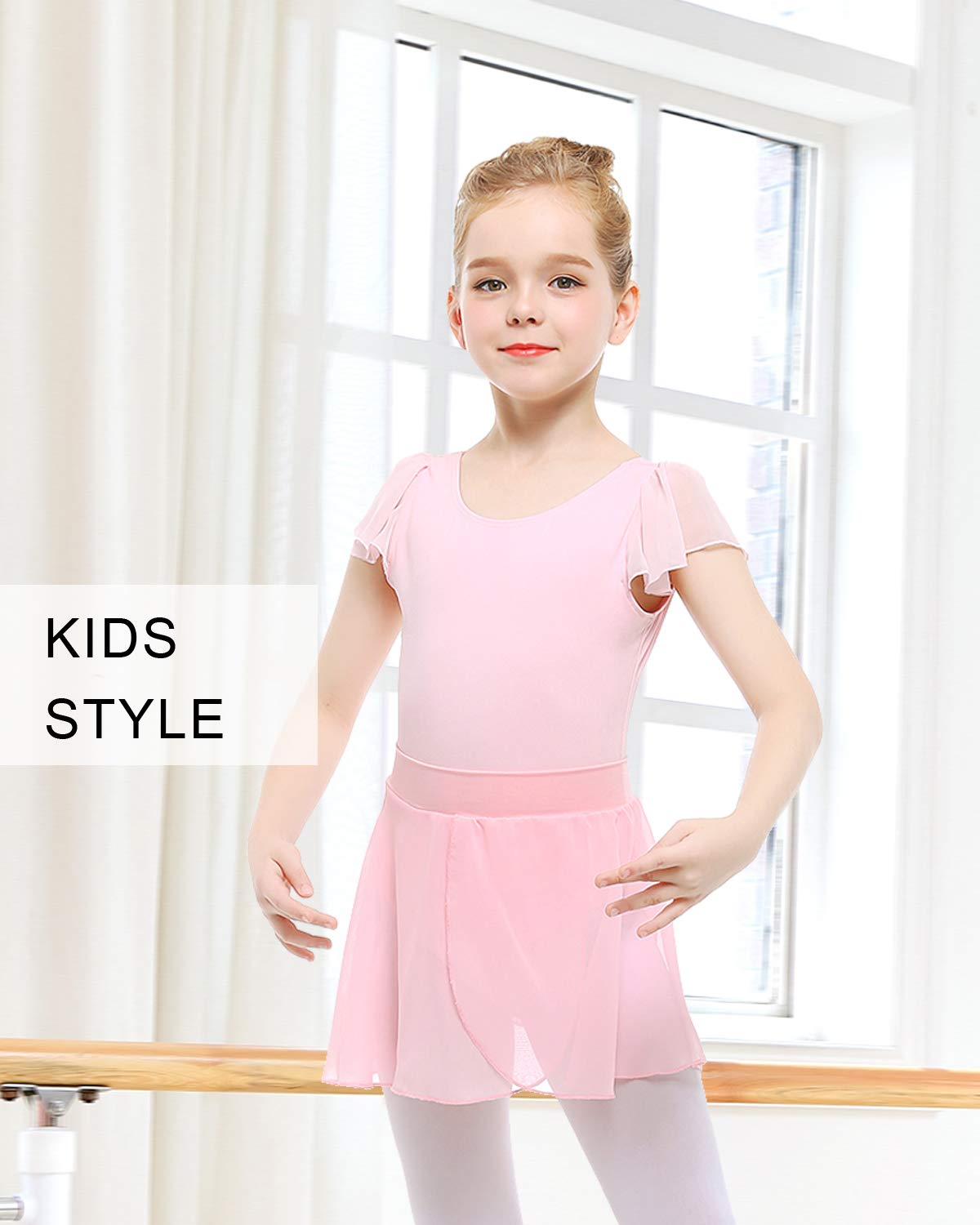 Stelle Girls Ballet Dance Chiffon Wrap Skirt (7-9 Years, Pink (Pull On))