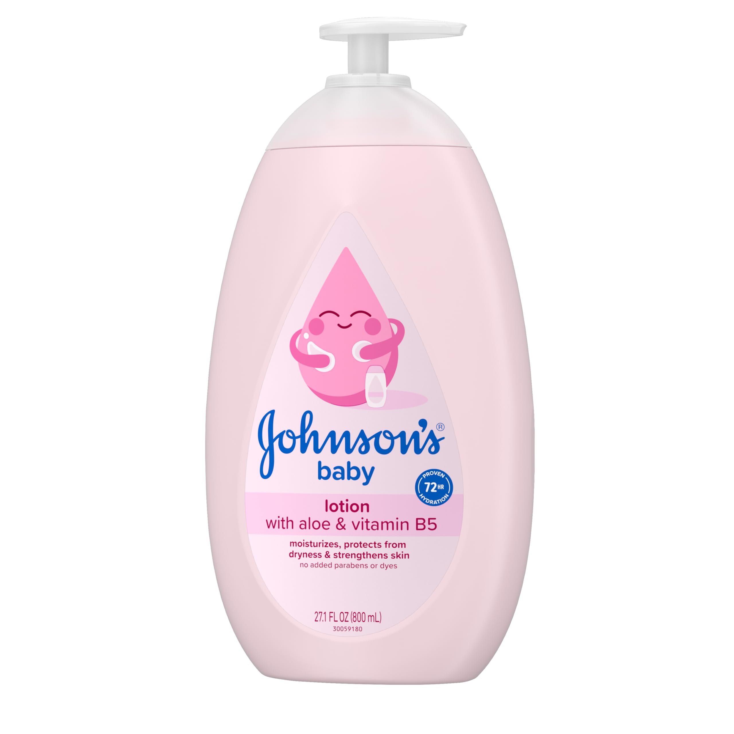 Johnson's Baby Lotion with Coconut Oil, Aloe Vera & Vitamin B5, 72 HR Hydration, Skin Moisturizer, Hypoallergenic, Safe for Newborn, Protects From Dryness & Strengthens Skin, 27.1 fl. Oz