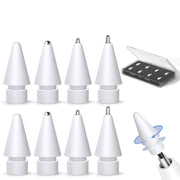 Inesore 8 Pack for Apple Pencil Tips Replacement Accessories,Compatible with Apple Pencil Pro/2nd Generation/1st Generation/USB C,iPencil Nib for iPad Pro/Air/Mini,for Drawing Writing(White Metal Nib)