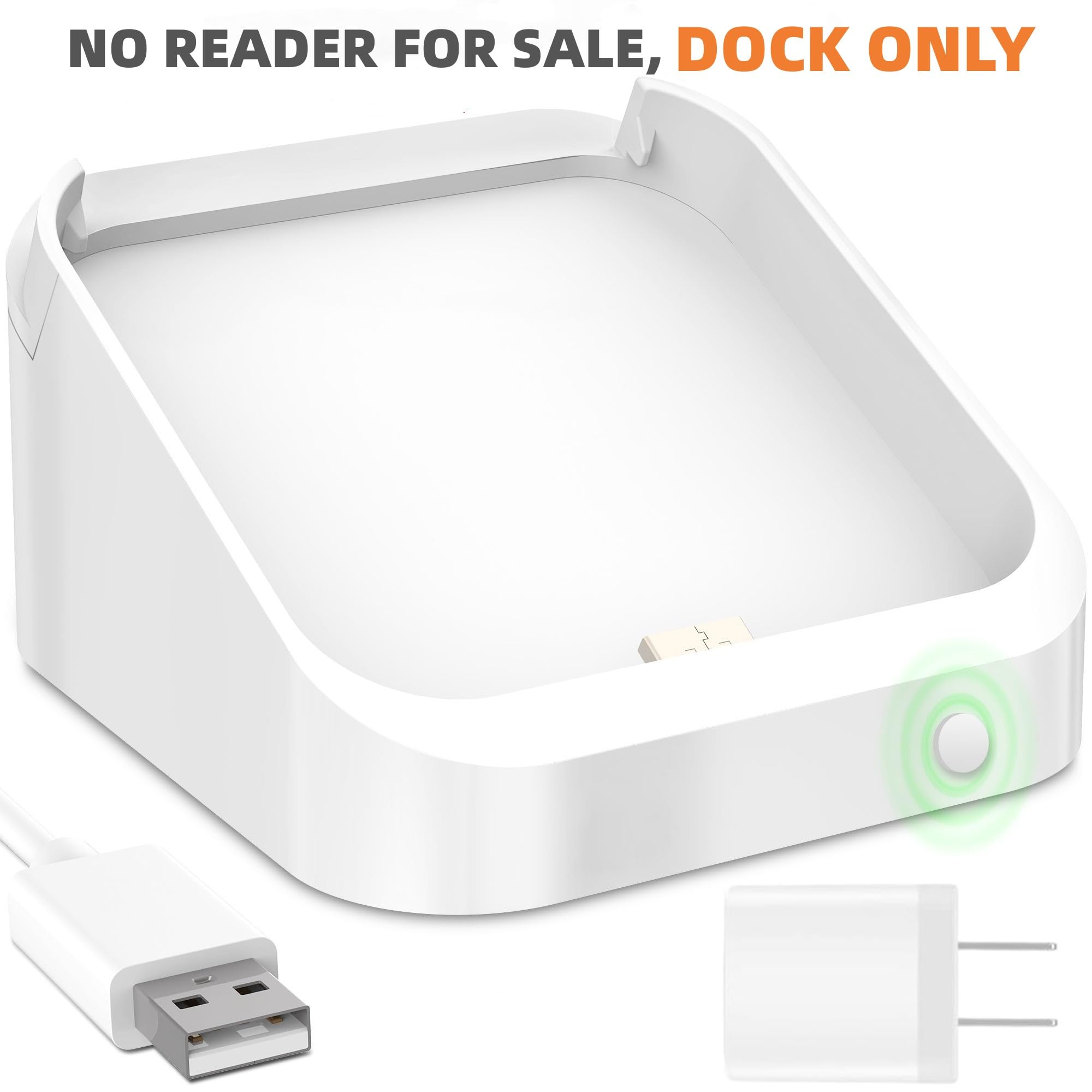 Square Dock for Square Reader 2nd Generation, Holder Stand for Square Card Reader 2nd Generation, Dock with Smart Anti-Sleep Button Portable Size Anti-Slip (Cable and Wall Charger Included, No Device