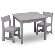 Delta Children MySize Kids Wood Table and Chair Set (2 Chairs Included) - Ideal for Arts & Crafts, Snack Time & More - Greenguard Gold Certified, Grey, 3 Piece Set