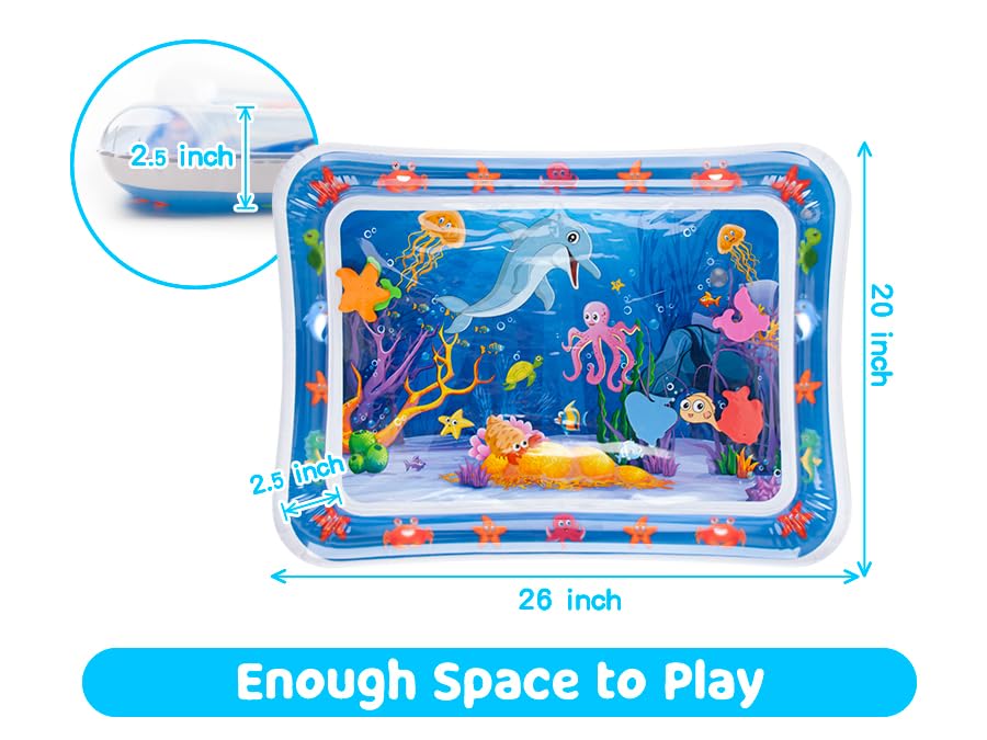 Yeeeasy Tummy Time Water MatInflatable Tummy Time Water Play Mat for Babies, Infants and Toddlers 3 to 12 Months Promote Development Toys Baby Gifts