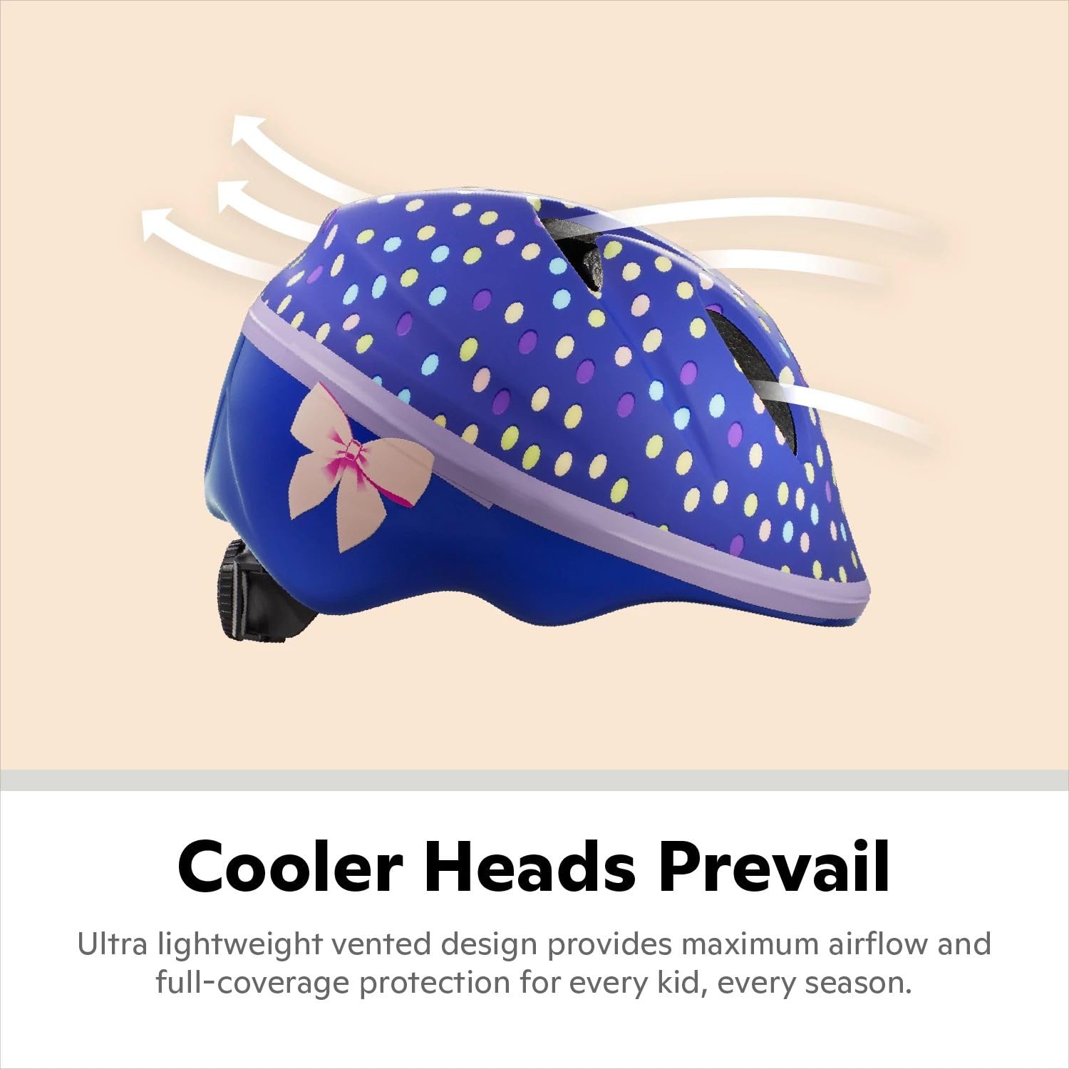 Schwinn Classic Bike Helmet for Kids, Purple Polkadots, 44 - 50 cm Helmet for Kids Ages 1-3, Ultra Lightweight, Adjustable Dial, Full Coverage with Vented Airflow, Infant and Toddler Bike Helmet