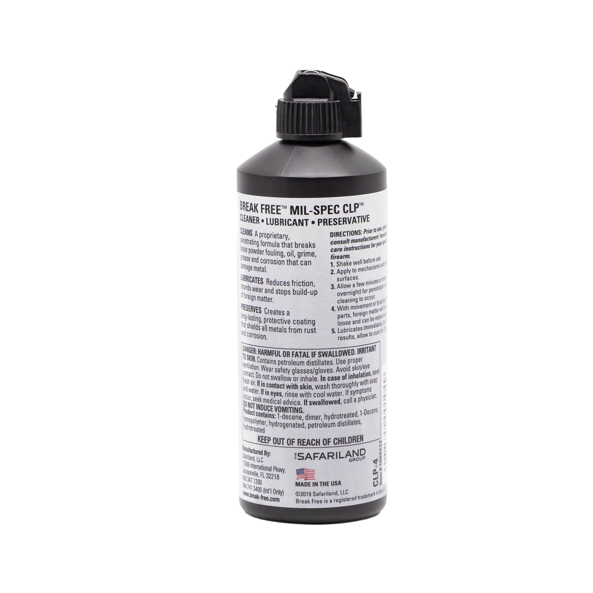 Break Free CLP Cleaner Lubricant and Preservative All in One Gun Cleaner, CLP-4, Squeeze Bottle, Synthetic Oil, 4 Ounces