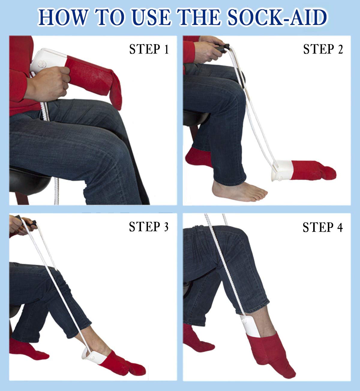 RMS Deluxe Sock Aid - Socks Helper with Foam Handles (for Regular Socks)