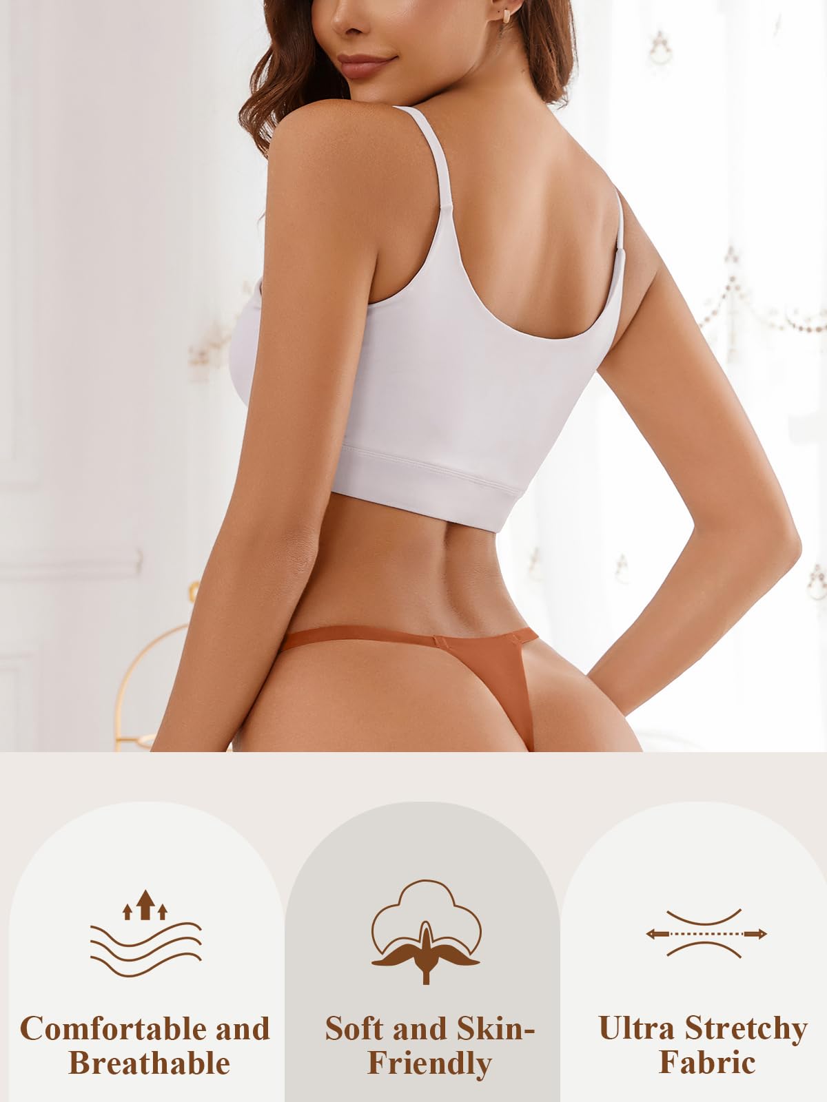 linccure Seamless G-string Thongs for Women - No Show Thong Underwear Stretch Breathable Low Rise Panties 8 Pack (US, Alpha, Medium, Regular, Regular, A-8 Pack 8 Colors)