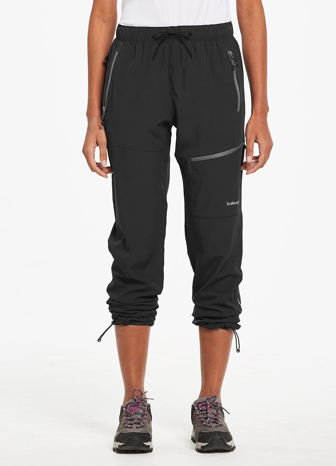 baleaf Women's Hiking Pants Quick Dry Water Resistant Lightweight Joggers Pant for All Seasons Elastic Waist Black Size L