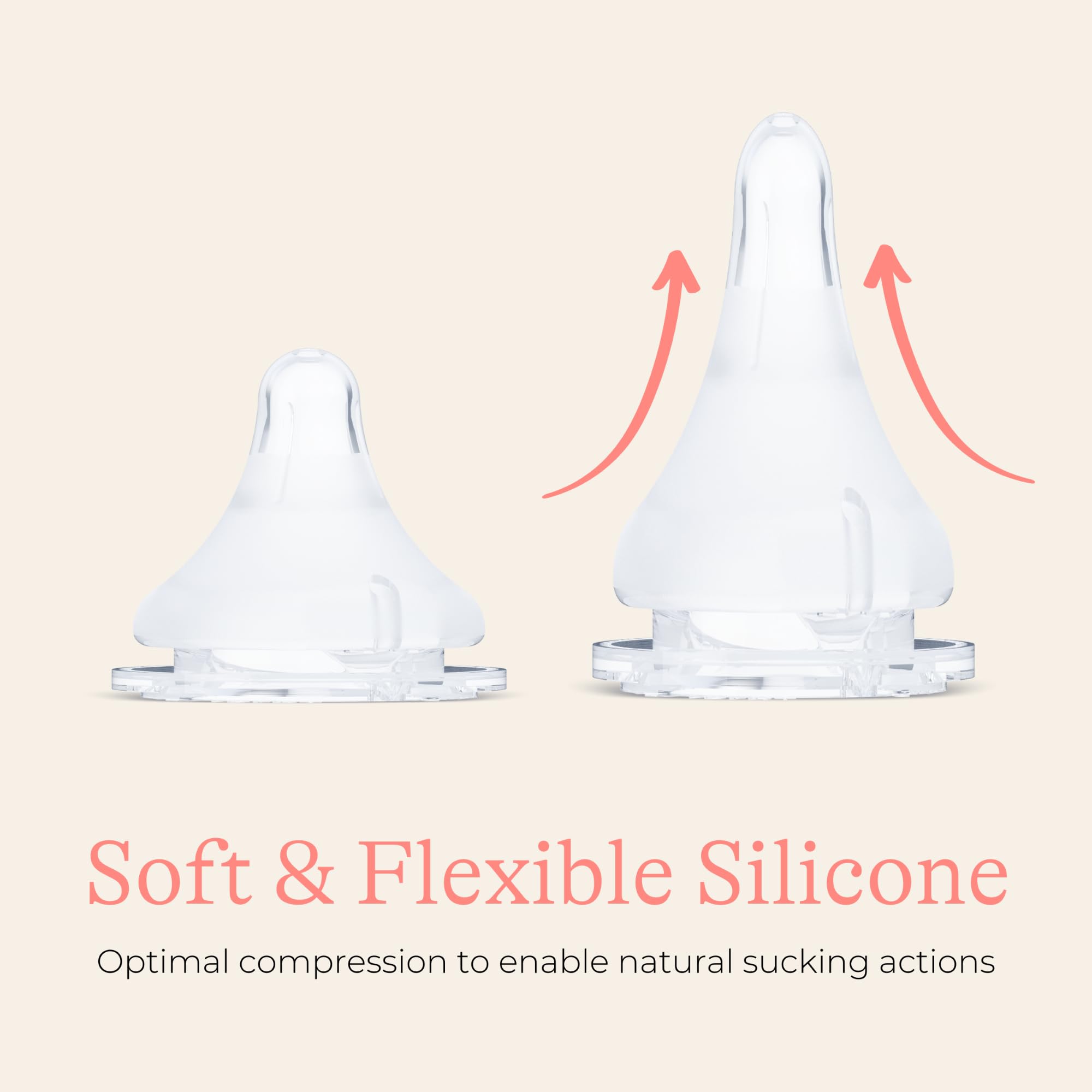 Lansinoh NaturalWave Baby Bottle Nipples, Slow Flow, Size S,1+ Month, 4 Count – 100% Soft, Durable Silicone, Made Without BPA BPS, Anti-Colic, Supports Baby’s Developing Mouth and Teeth