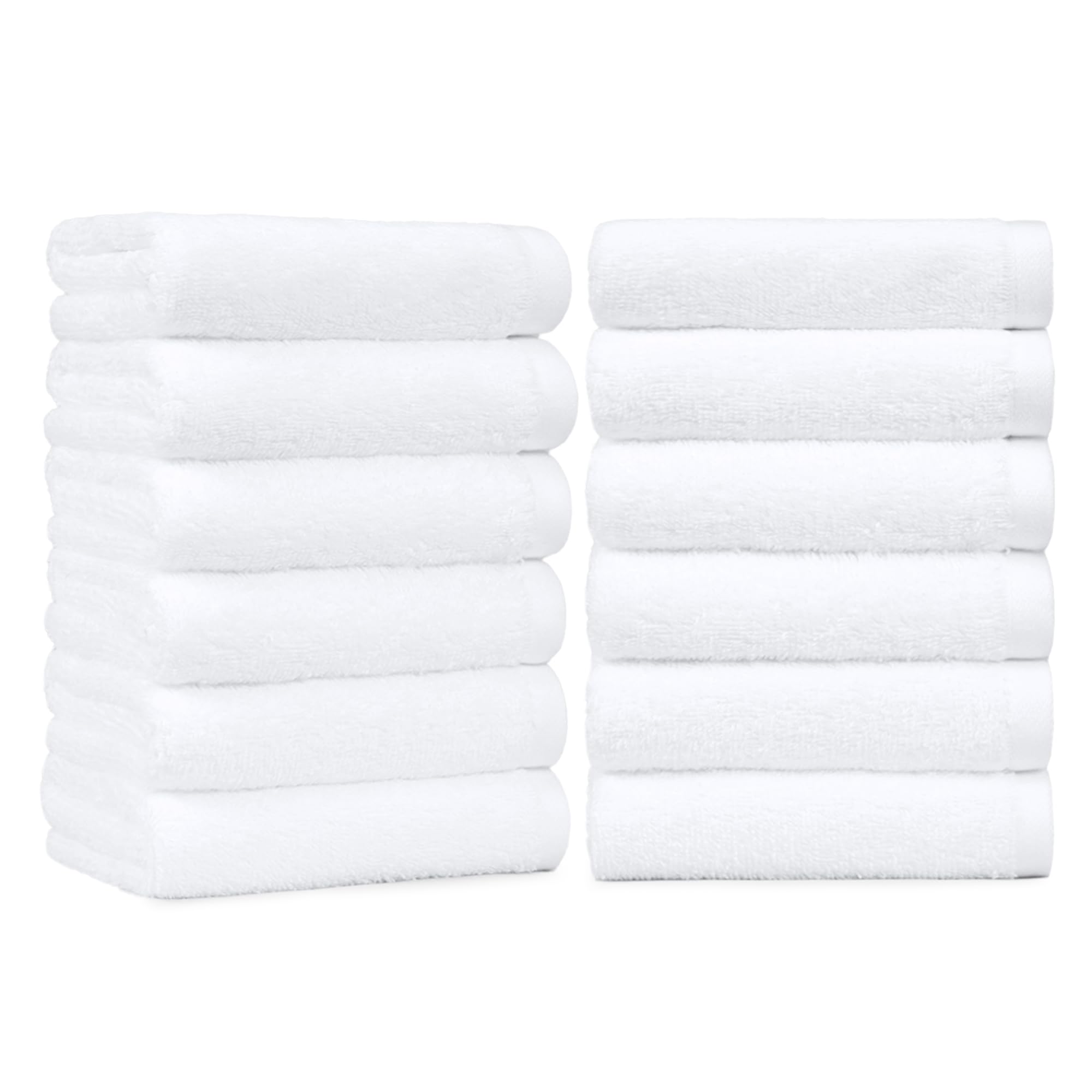 Amazon Basics weiche und dicke Baumwoll-Handtücher, 40 x 66 cm, Weiß, 12er-Pack