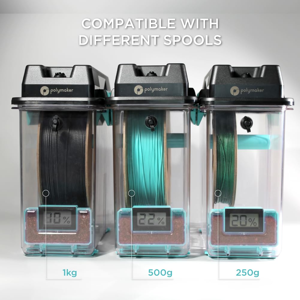 Polymaker 3D Printing Filament Dryer and Storage Box - PolyDryer and PolyDryer Box for Filament Drying and Sealing with Heat Control, Compatible with PA Nylon, PLA, PVB, PETG, ABS, TPU 1.75mm 2.85mm