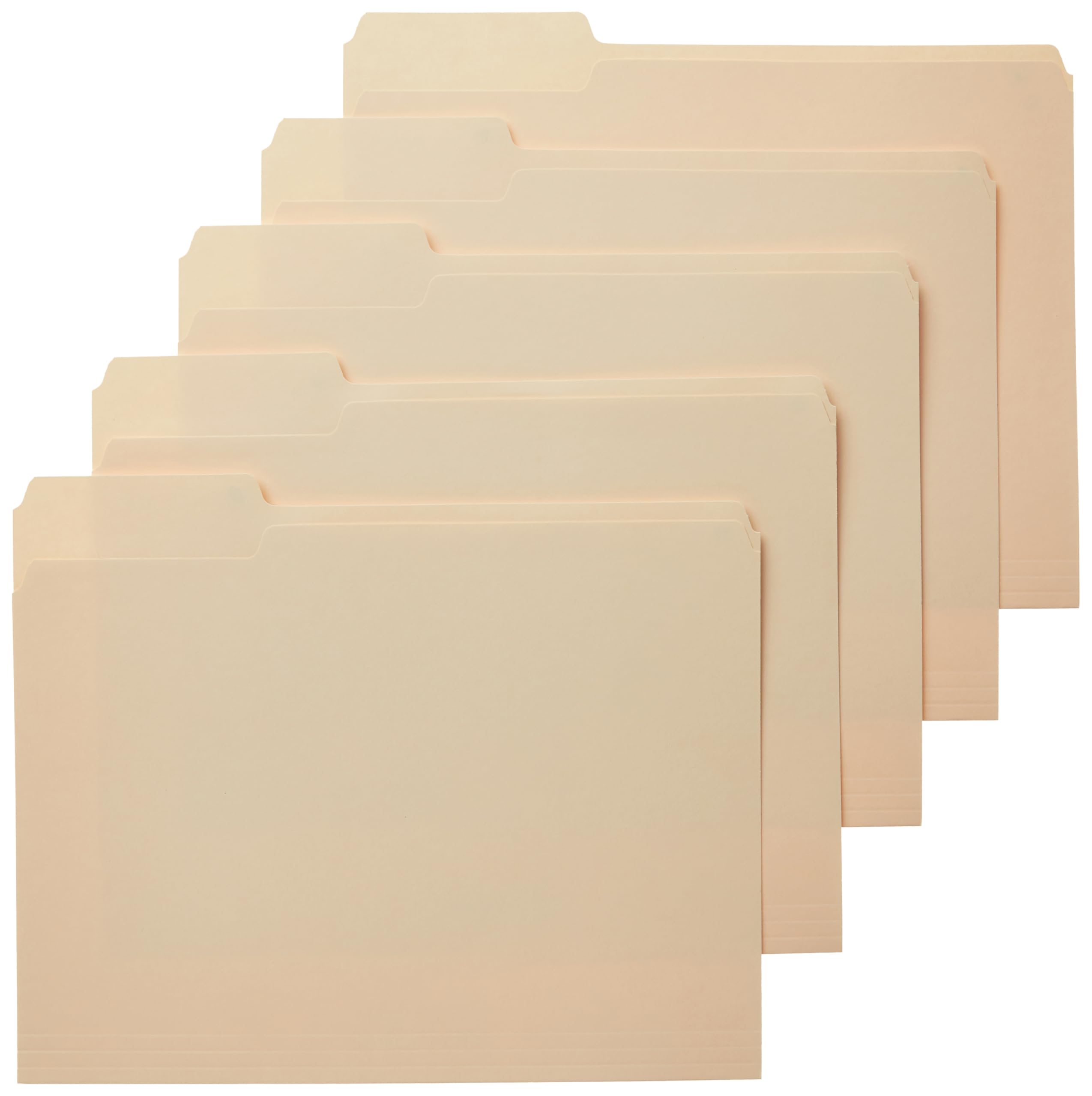 Basics File Folders with Tabs for Filing, 1/3-Cut Tab, Assorted Positions, 8.5x11 inches, Letter Size, Manila, Pack of 100