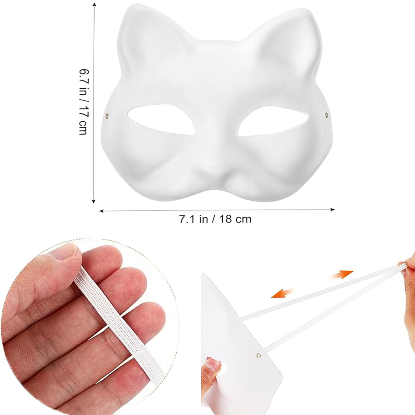 Apettoey 10PCS Cat Masks - White Therian Masks for Masquerade, Halloween, Kids Cosplay & Costume Parties