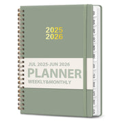 Planner 2025-2026, Weekly and Monthly Calendar Academic Planner (July 2025 - June 2026), Hardcover Teacher School Student Agenda with Tabs, Ideal for School Office Supplies, A5 (6.3" x 8.5") - Green