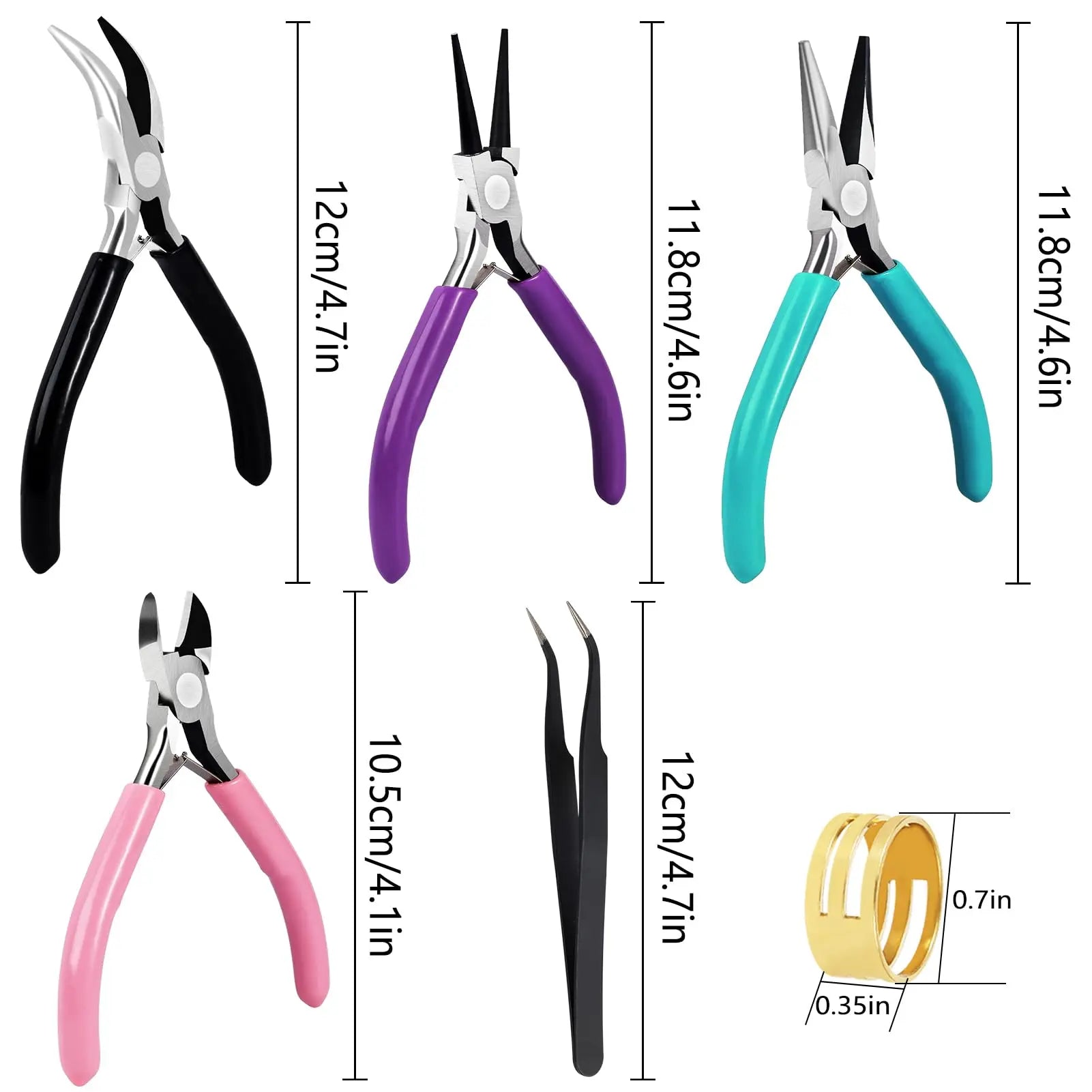 URSKYTOUS 4Pcs Jewelry Pliers Set Jewelry Making Pliers Tools Kit Include Jewelry Making Needle Nose Chain Nose Round Bent Pliers Wire Cutter for Bracelet Beading DIY Craft Jewelry Making Supplies