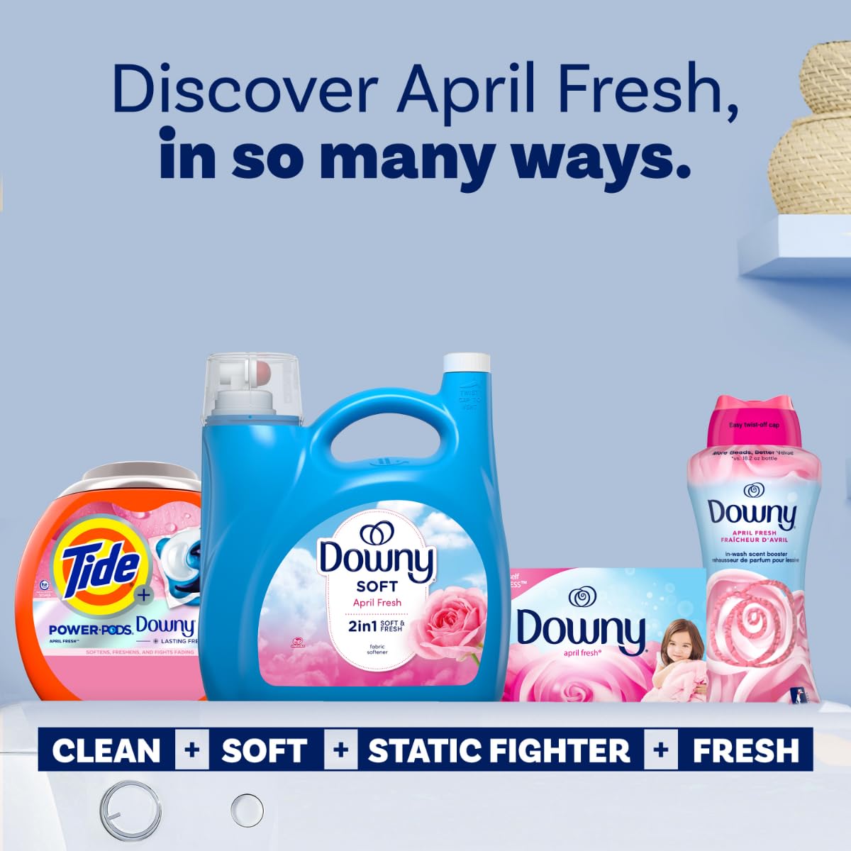 Downy Fabric Softener Liquid, April Fresh Scent, 140 fl oz, 190 Loads, HE Compatible, Downy Fabric Softener, Liquid Fabric Softener, Laundry