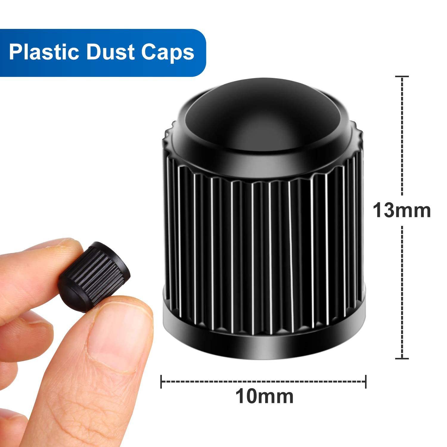 Tire Valve Stem Caps The Upgraded Version has a Sealing Ring for Car, Motorbike, Trucks, Bike, Bicycle （Black） (24)