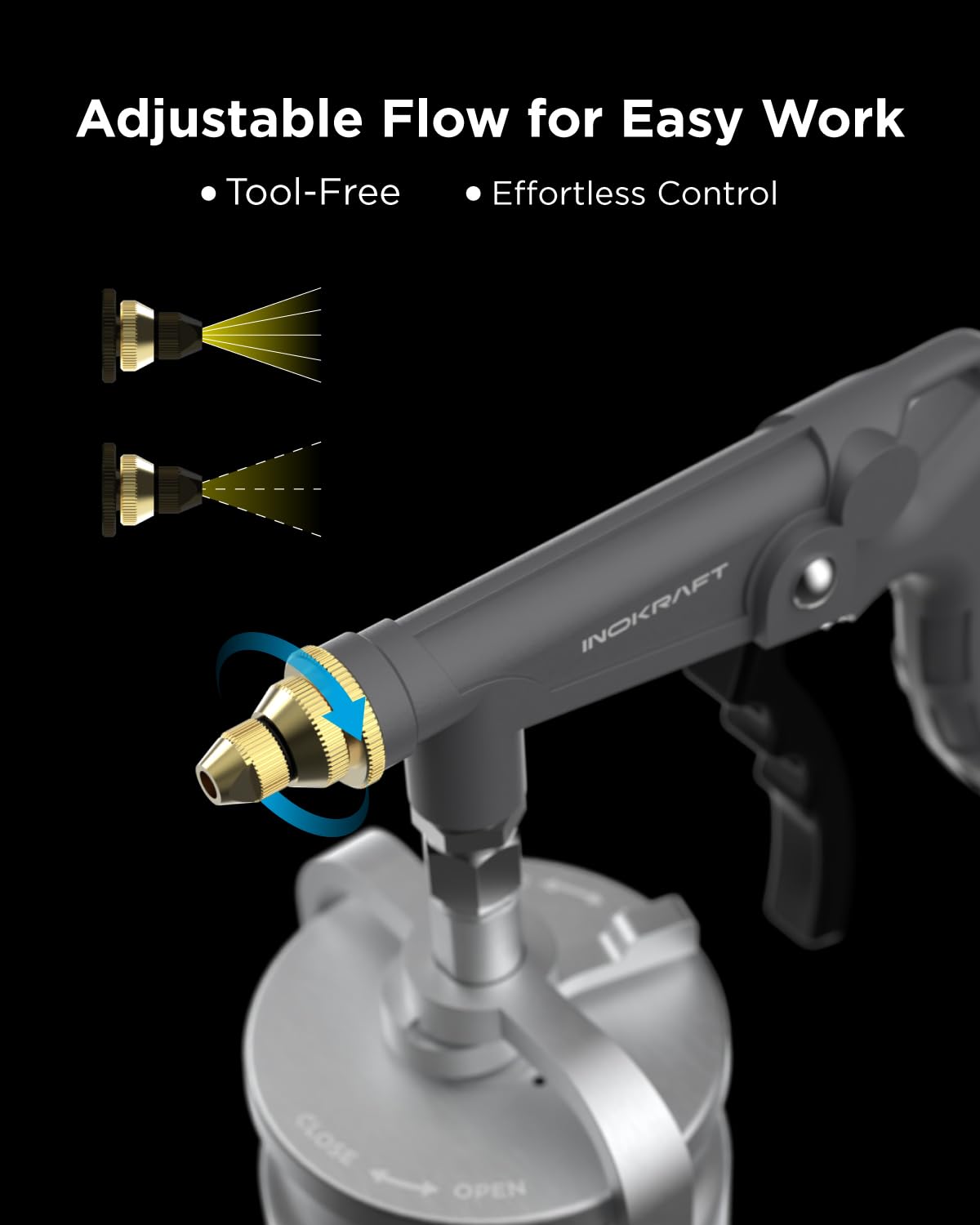InoKraft Undercoating Spray Gun with Suction Feed Cup, 360° & Straight Spray Hoses, for Truck Bed Liner Coating, Rubberized Undercoat, Rust Proofing