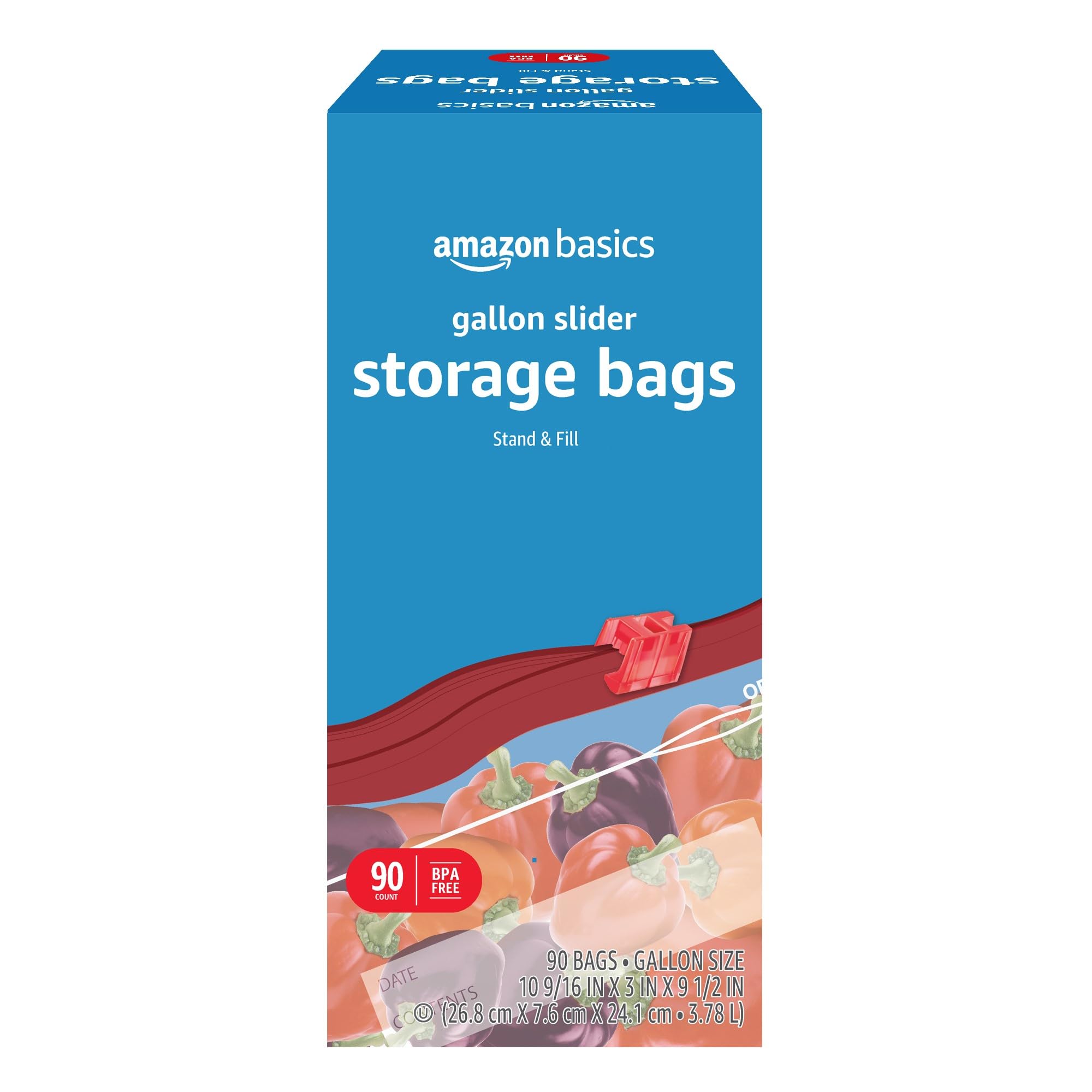 Basics Slider Gallon Food Storage Bags, BPA Free, 90 Count