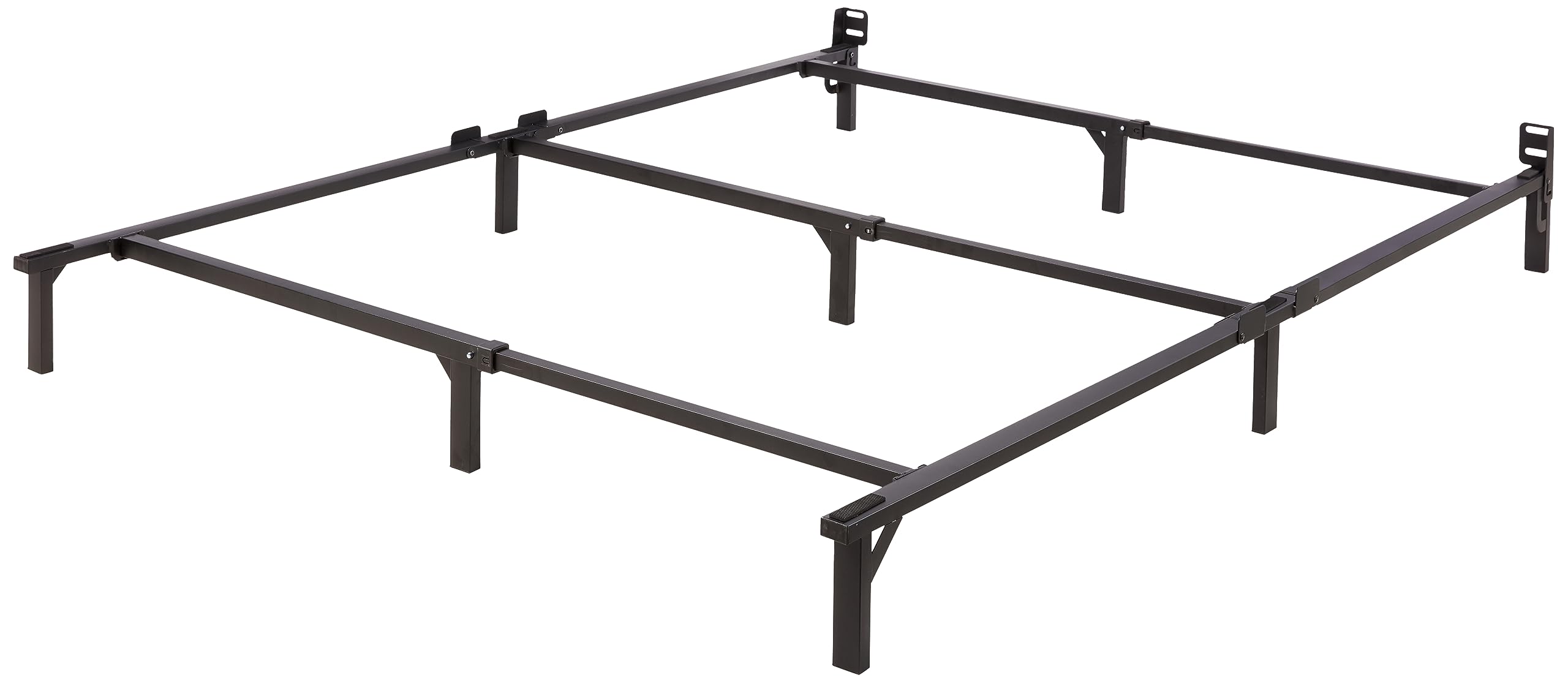 Basics Metal Bed Frame, 9-Leg Base for Box Spring and Mattress, Queen, Tool-Free Easy Assembly, 79.5" L x 59.5" W x 7" H, Black