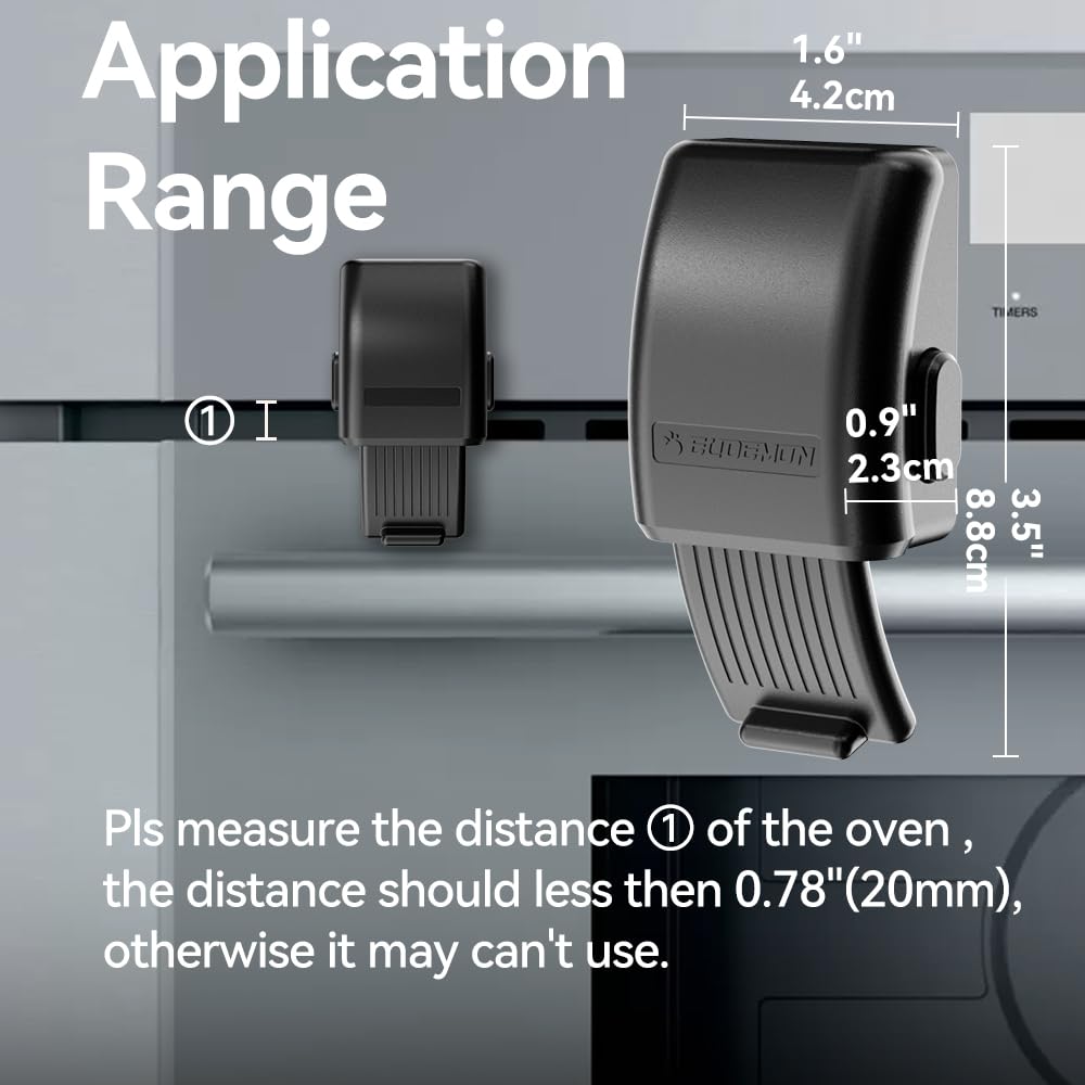 EUDEMON 1 Pack Updated Oven Front Lock,Childproof Oven Door Lock, Easy to Install & Use Durable and Heat-Resistant Material no Tools Need or Drill(Black)