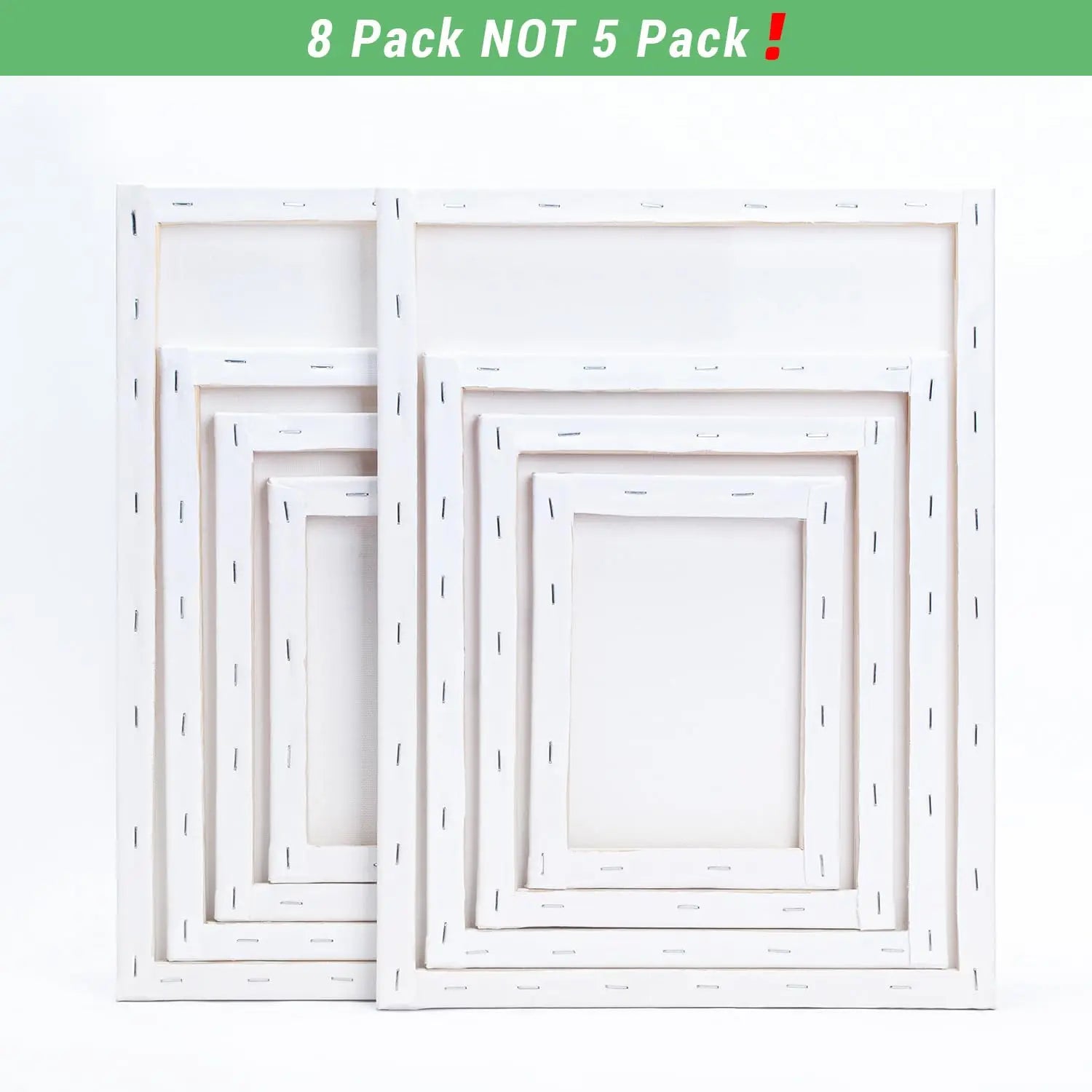 Stretched Canvas, 6x8, 8x10, 10x12, 12x16, 8 Set Artist Canvase Frame Board Panels, 100% Cotton Blank Canvase Oil Acrylic Watercolor Pouring Paint, Acid-Free for Kids & Artists