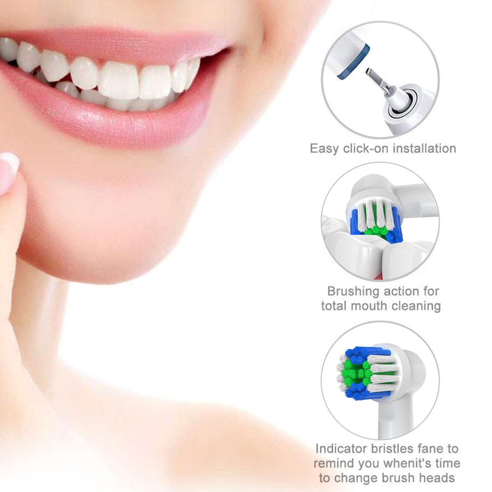 Replacement Toothbrush Heads Compatible with Oral B Braun, 12 Pcs Professional Electric Toothbrush Brush Heads Compatible with Oral B Replacement Heads Refill 7000/Pro 1000/9600/500/3000