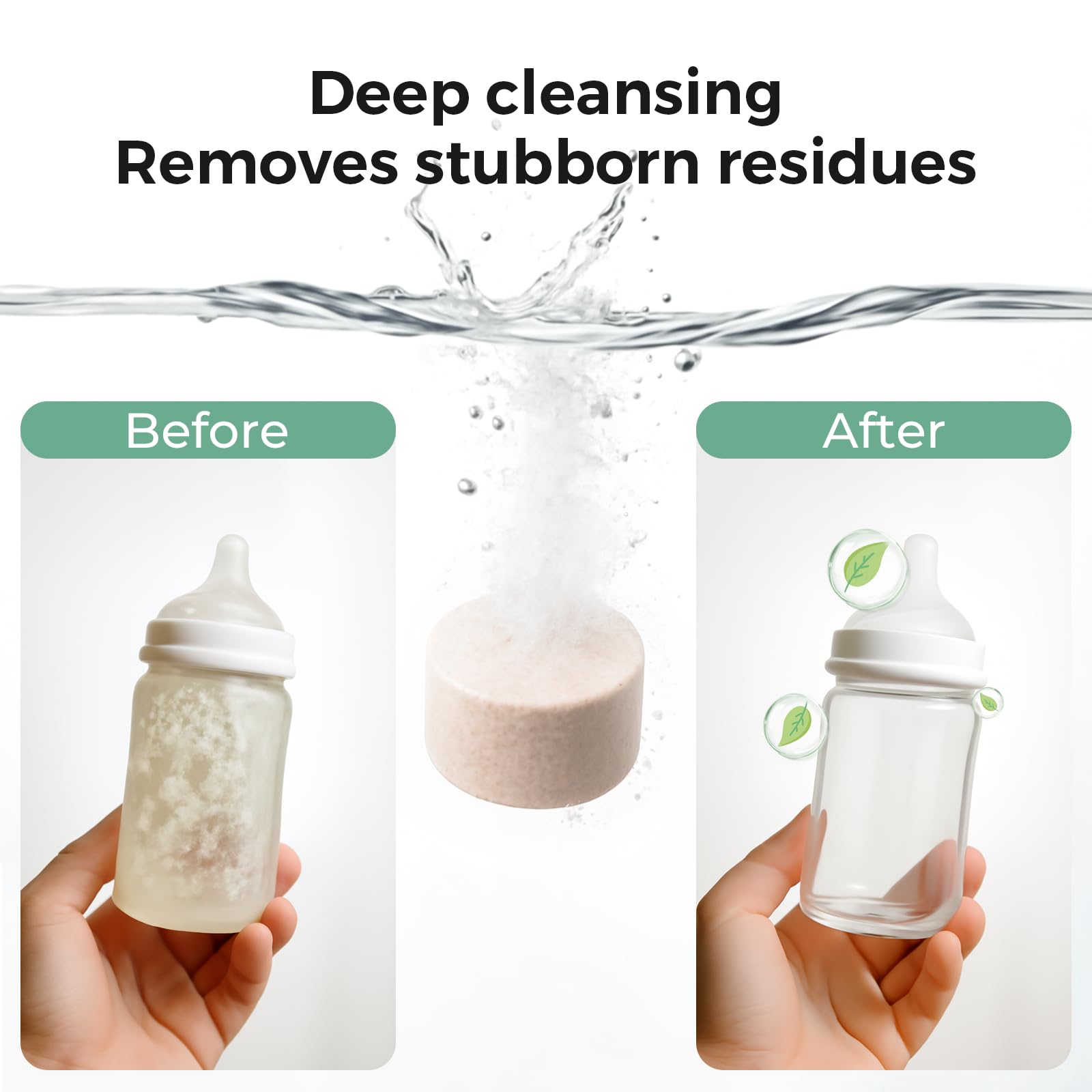Momcozy Natural Washing Block for Baby Bottle Washer, Powerful Plant-Based Formula, Safe & Residue-Free, 120 Tablets