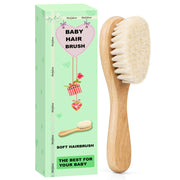 Molylove Baby Hair Brush, Wooden Goat Bristles Hair Brush for Newborns & Toddlers, Ideal for Cradle Cap, Perfect Baby Registry Gift, Hypoallergenic, 1 Count