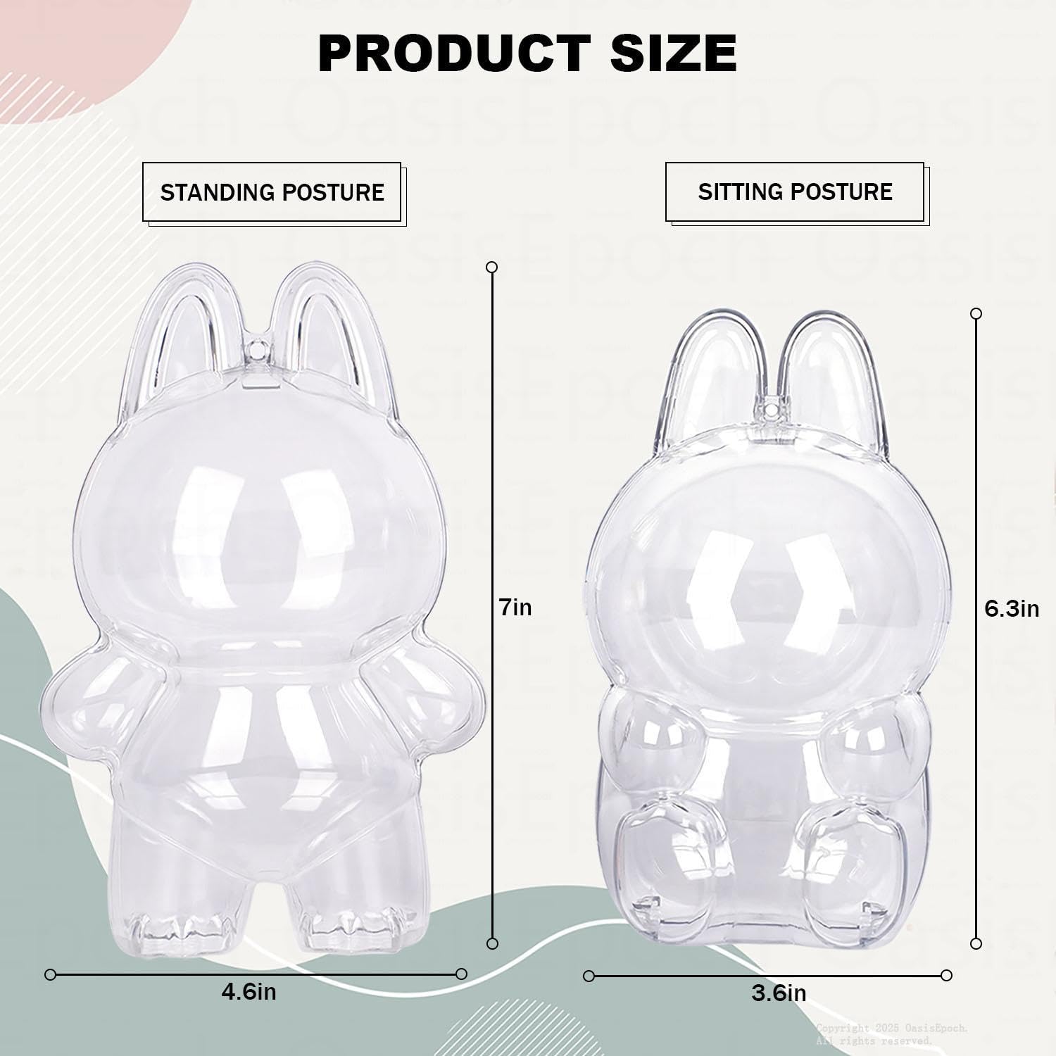 Protective Case Compatible with LABUBU Doll - Crystal-Clear Hard Display Box with Keychain & Dustproof Cover, Secure Backpack Hooks for Shelf/Outdoor Showcase (Doll Not Included)（Standing）